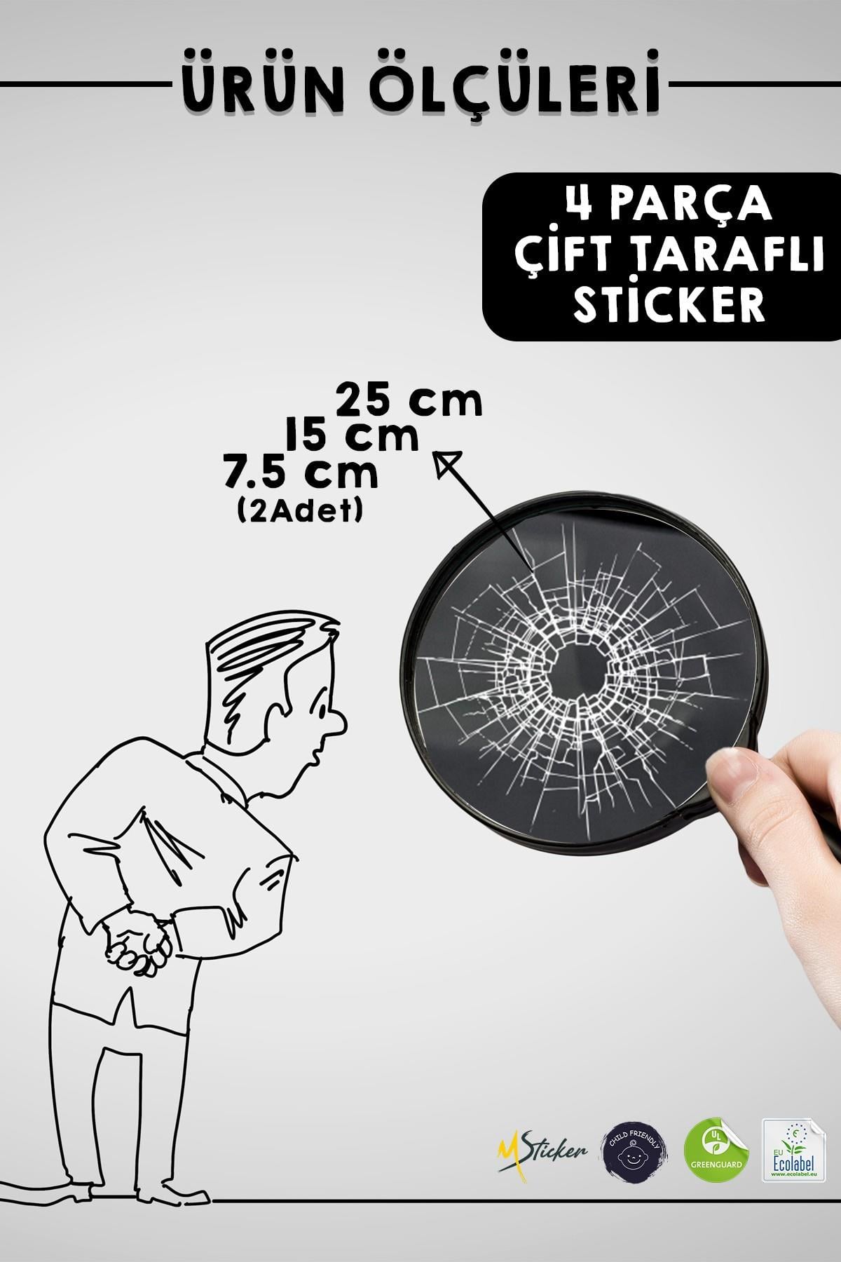 Kırık Cam Efektli Sticker Model2,Şaka Stickerı Eğlenceli Kırık Cam Efektli 3D Görünümlü Cam Sticker 