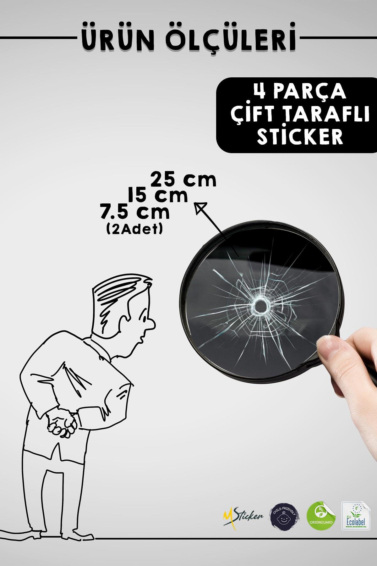 Kırık Cam Efektli Sticker, Şaka Stickerı Eğlenceli Kırık Cam Efektli 3D Görünümlü Cam Sticker 
