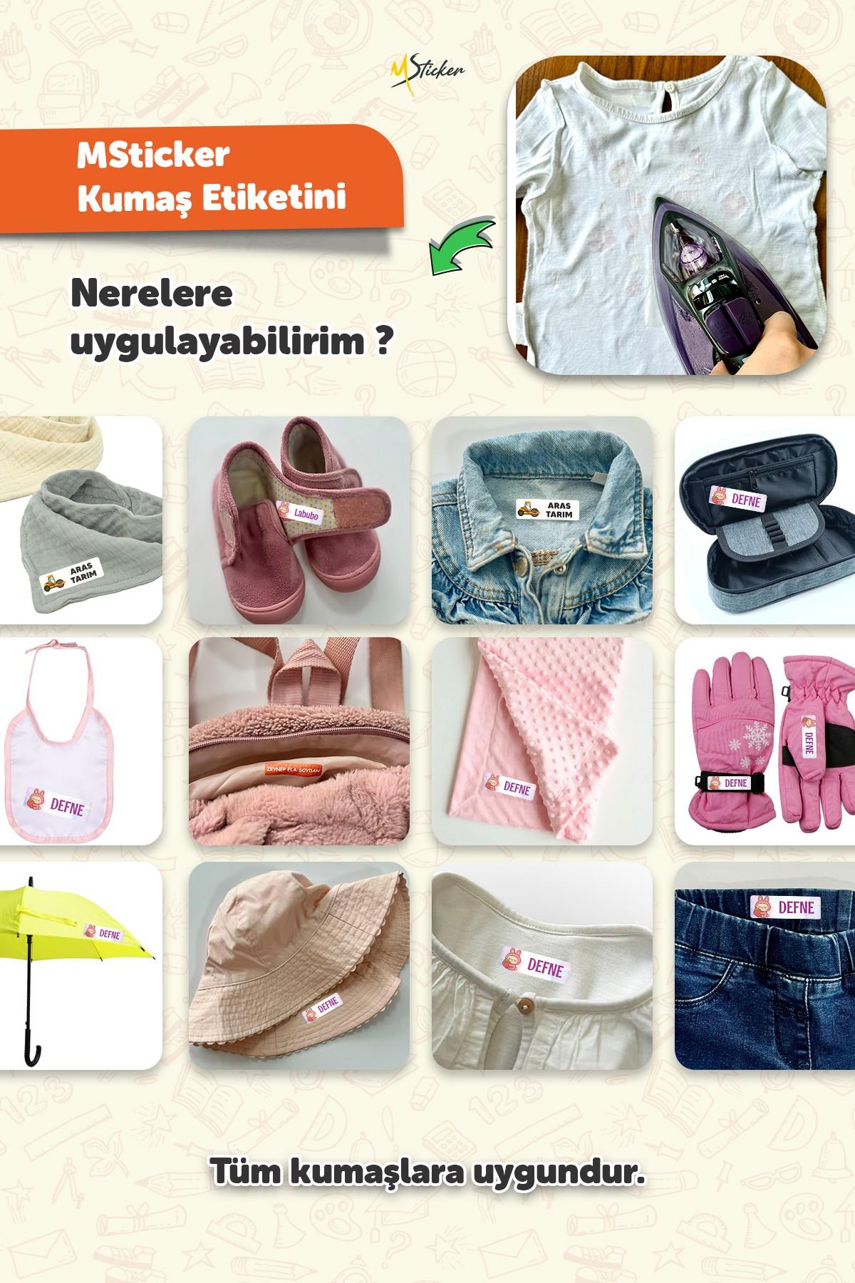 Kıyafet Etiketi - Okul Kıyafetlerine Kişiye Özel 30 Saniyede Kolay Uygulama Yıkanabilir Arabalar