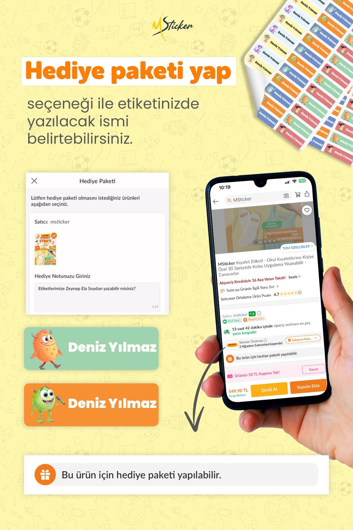 Kıyafet Etiketi - Okul Kıyafetlerine Kişiye Özel 30 Saniyede Kolay Uygulama Yıkanabilir -Beşiktaş