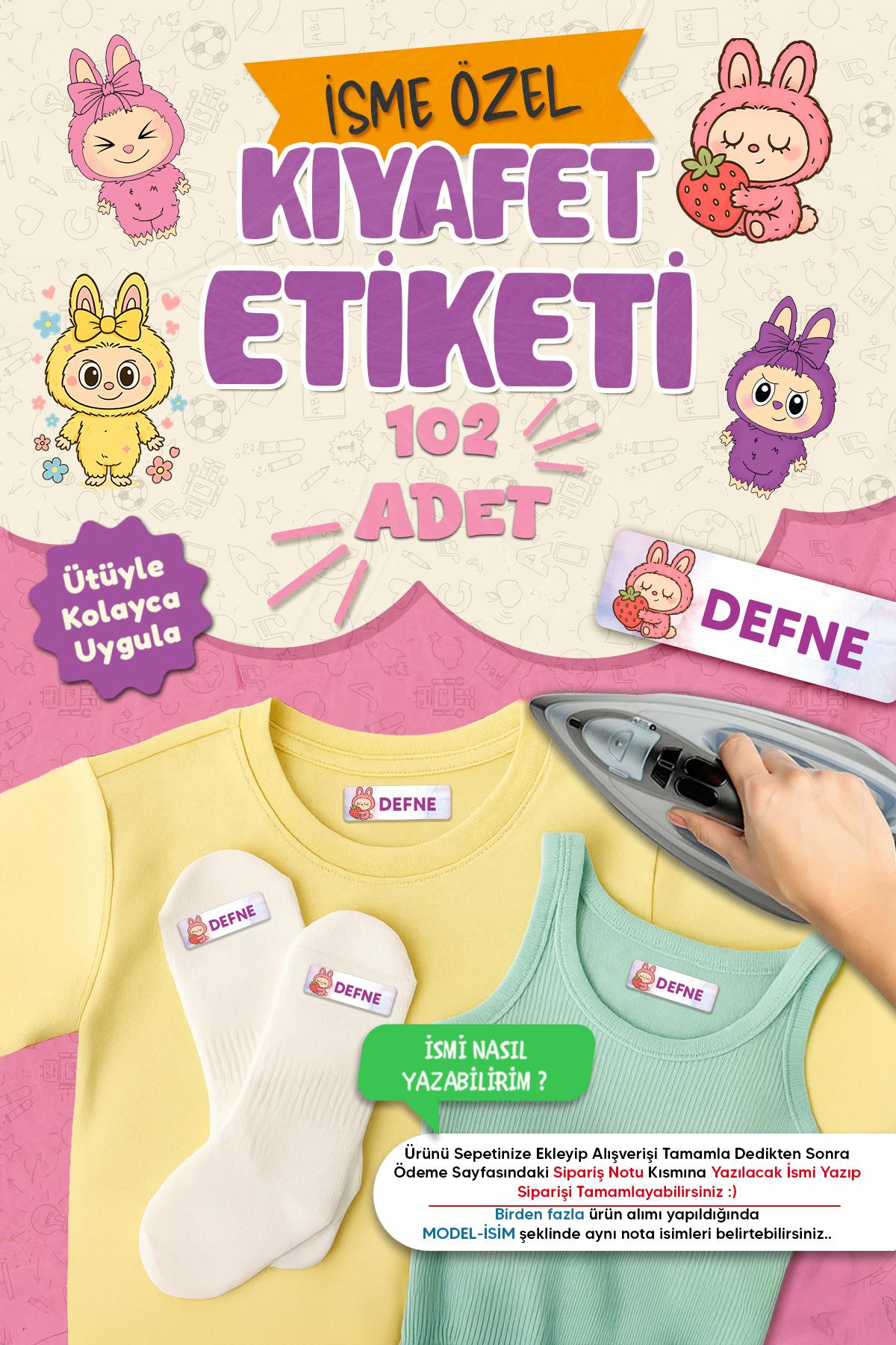 Kıyafet Etiketi - Okul Kıyafetlerine Kişiye Özel 30 Saniyede Kolay Uygulama Yıkanabilir - Labubo