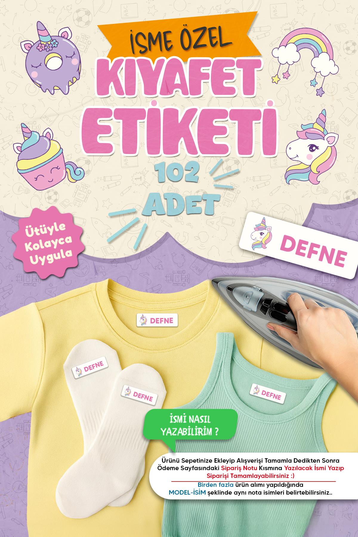 Kıyafet Etiketi - Okul Kıyafetlerine Kişiye Özel 30 Saniyede Kolay Uygulama Yıkanabilir - Unicorn