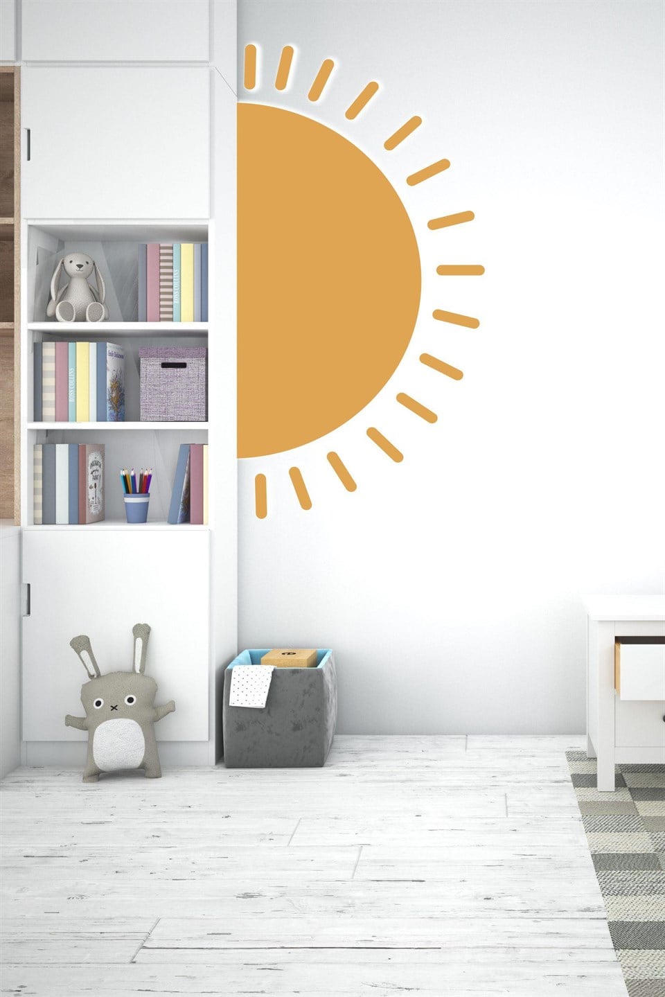 Küllü Sarı Güneş Çocuk Bebek Odası Duvar Sticker (58x100 cm)