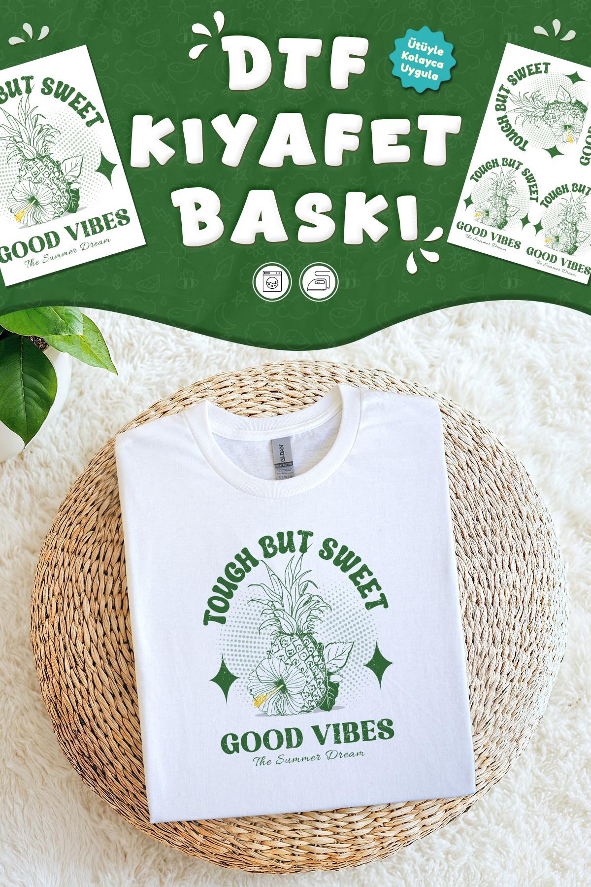 Kumaşa Baskı Yapılabilen Özel Tasarım Ütü Ile Yapışan Tekstil Dtf Baskı Görseli Ananas Temalı 