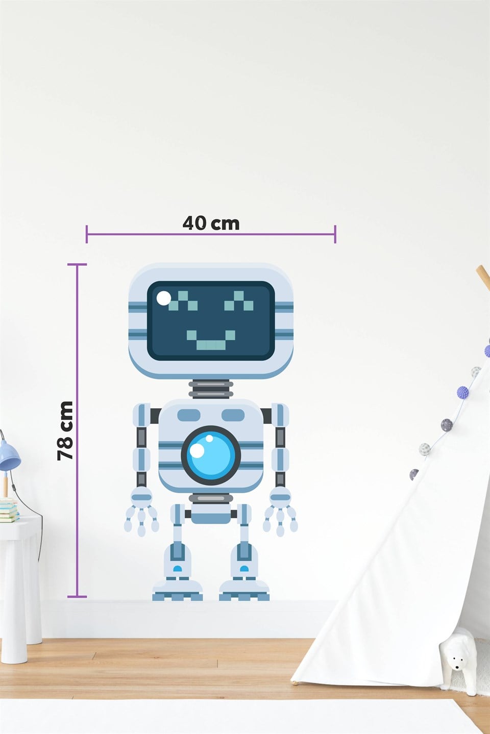 Mavi-Gri Robot Adam Sticker-Çocuk Bebek Odası Sticker