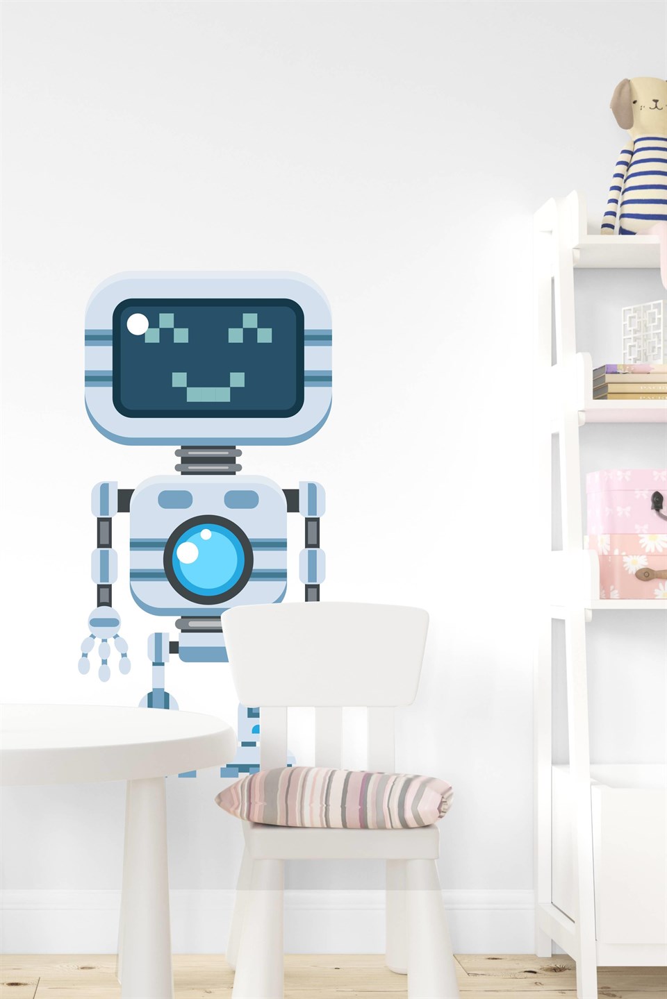 Mavi-Gri Robot Adam Sticker-Çocuk Bebek Odası Sticker