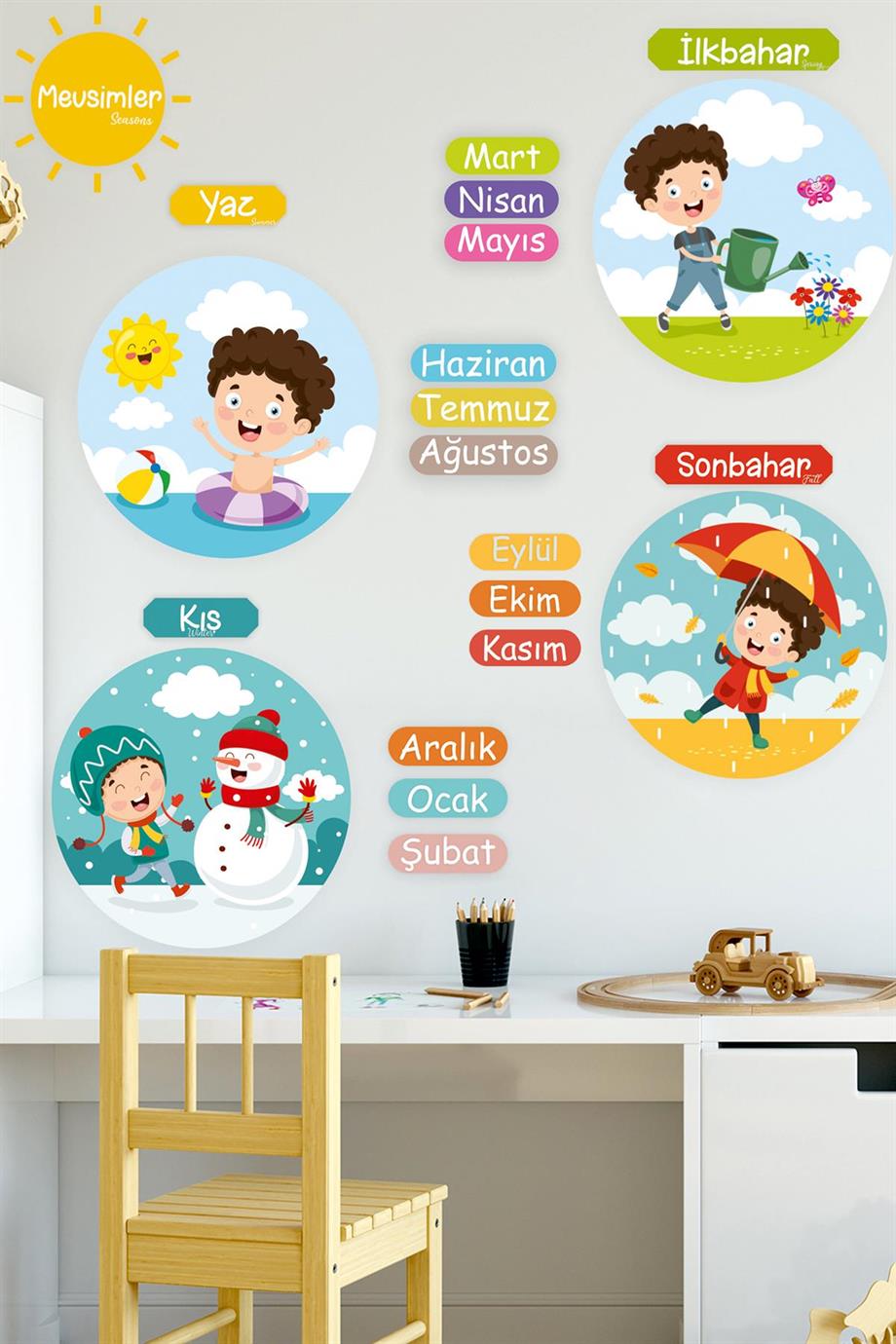 Mevsimleri Öğreniyorum Çocuk Odası - Okul - Sınıf Sticker Seti