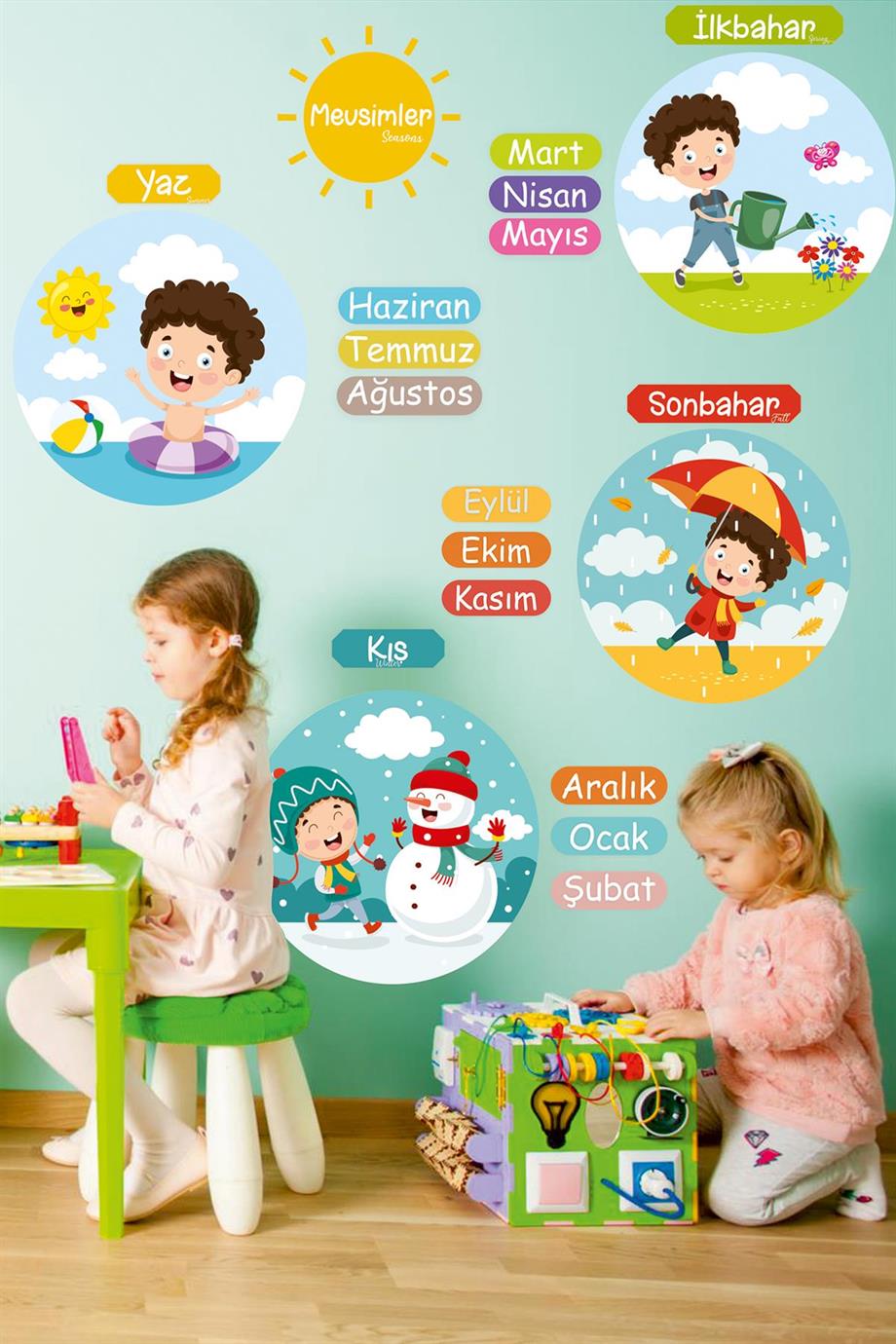 Mevsimleri Öğreniyorum Çocuk Odası - Okul - Sınıf Sticker Seti