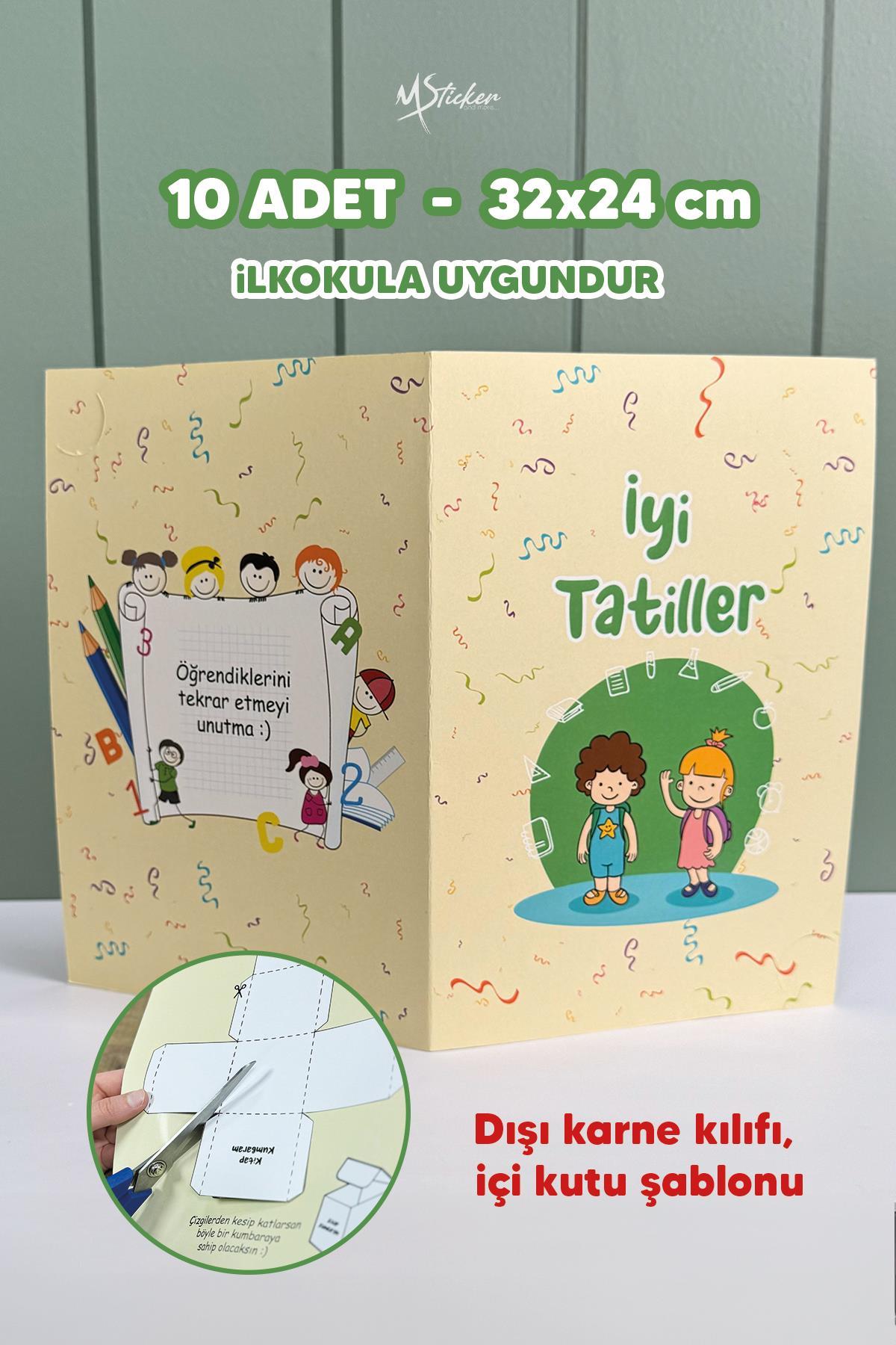 Mezuniyet Karne Kabı Kılıfı 10 Adet - Büyük Boy - Kutuya Dönüşebilen Karne Kabı - İlkokul Anaokulu