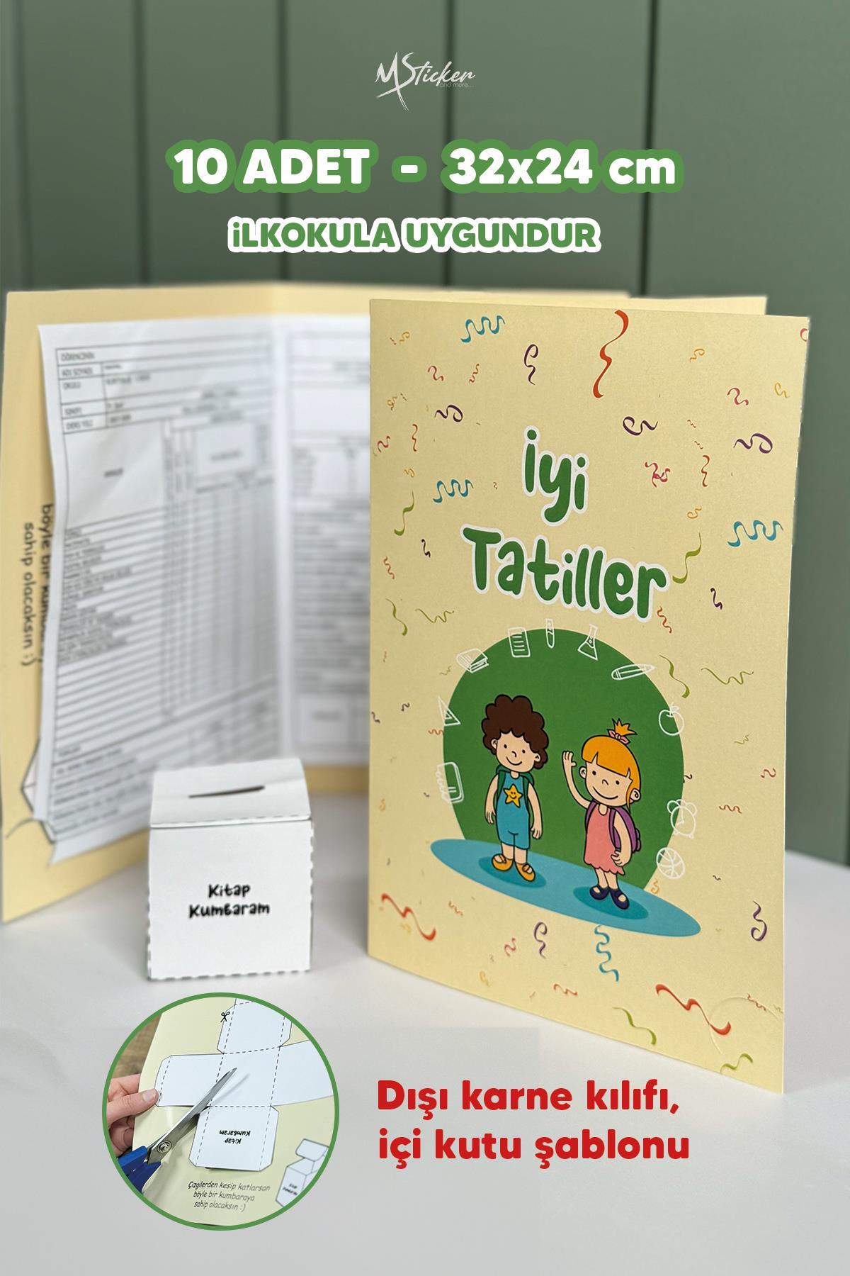 Mezuniyet Karne Kabı Kılıfı 10 Adet - Büyük Boy - Kutuya Dönüşebilen Karne Kabı - İlkokul Anaokulu