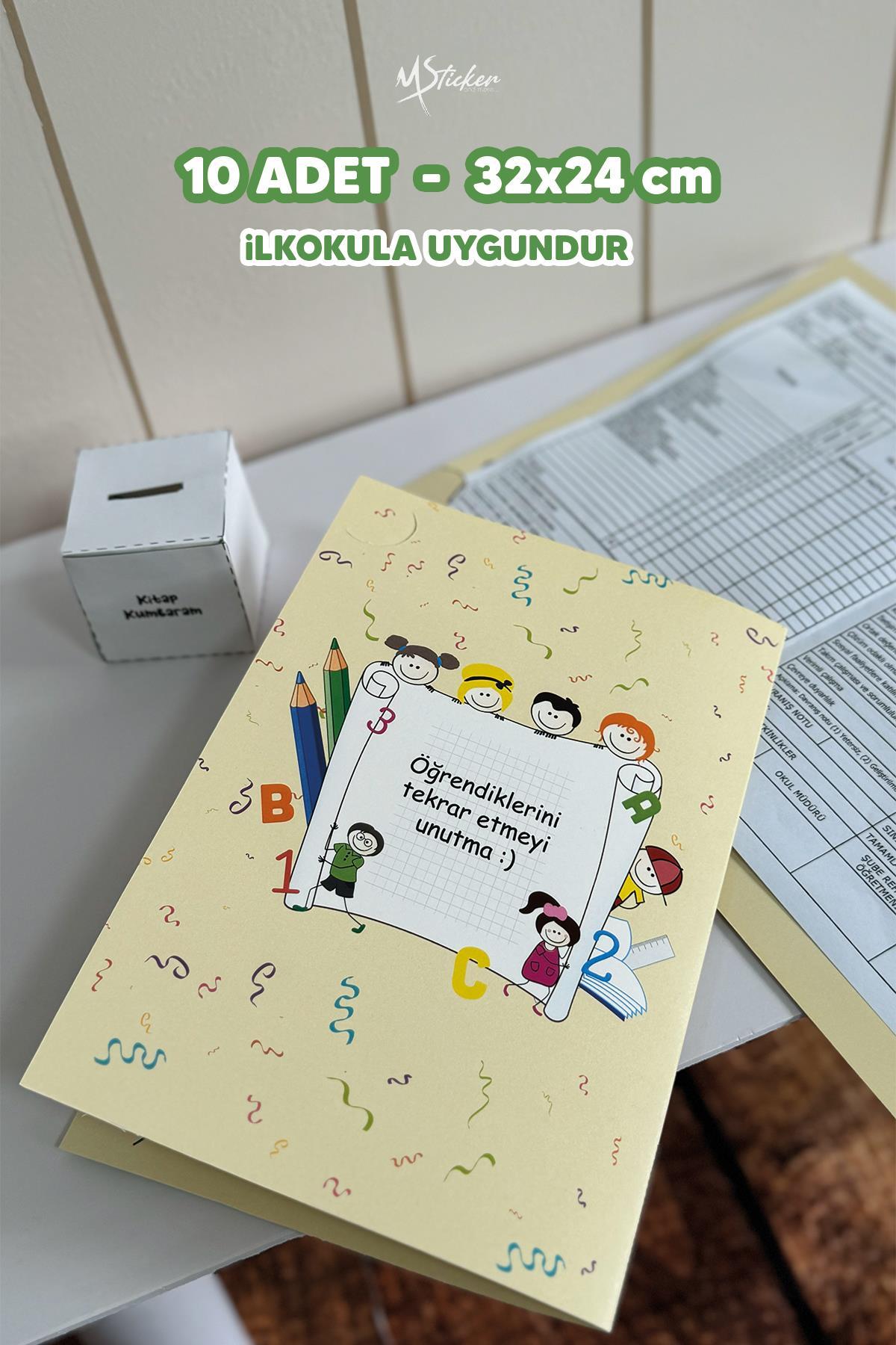 Mezuniyet Karne Kabı Kılıfı 10 Adet - Büyük Boy - Kutuya Dönüşebilen Karne Kabı - İlkokul Anaokulu