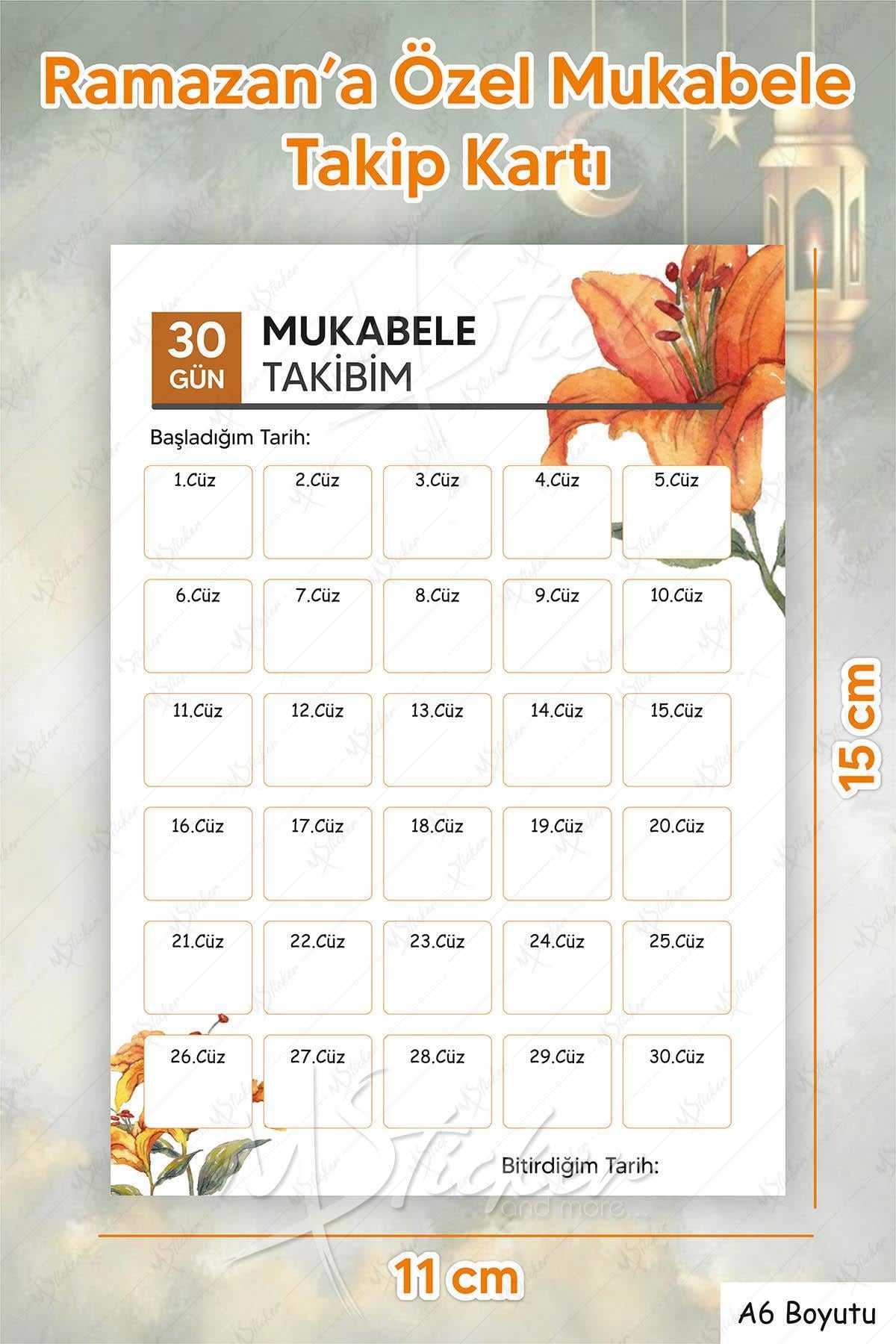Mukabele Takip Kartı Ramazana Özel Ramazan Hediyesi Ramazan Süsü