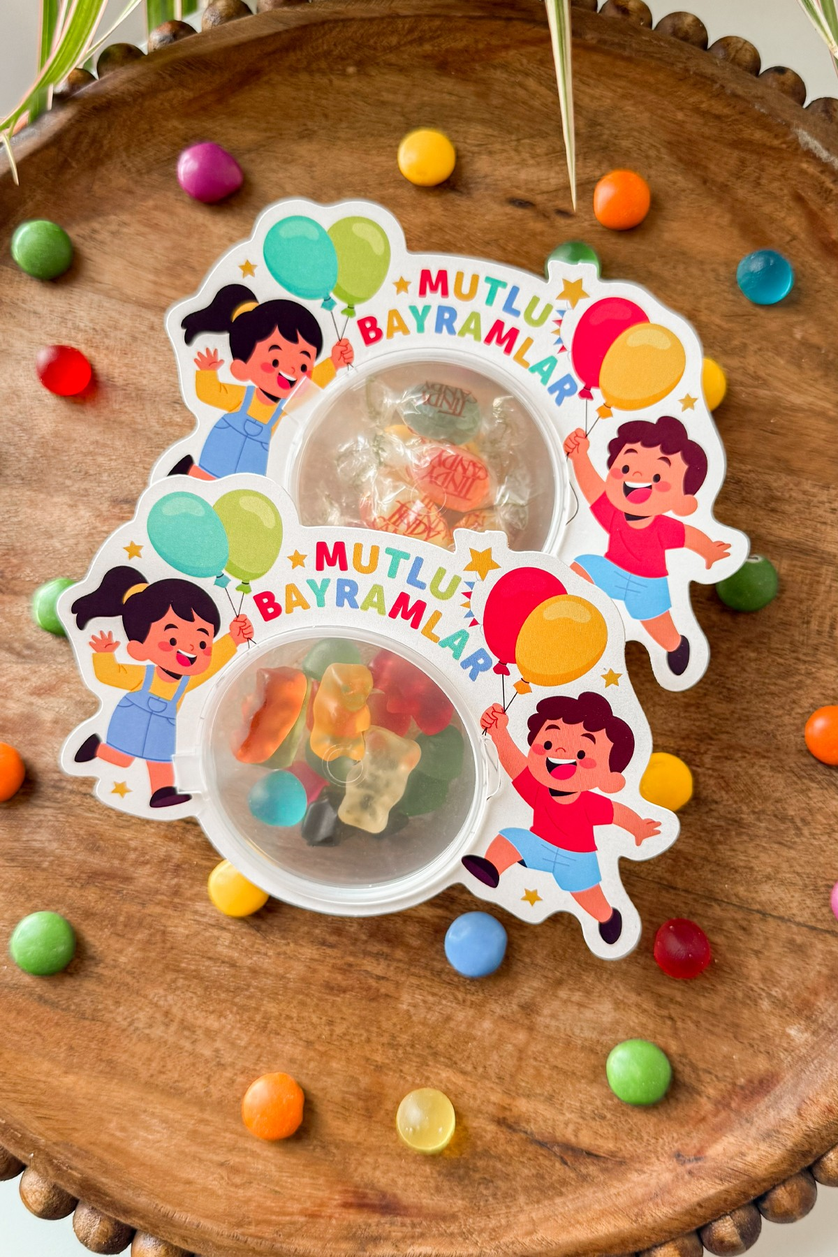 Mutlu Bayramlar Çocuk Temalı Şeker Kutusu 10’lu Set – Kapaklı Mini Bayram Şeker Kabı, Hediyeliği