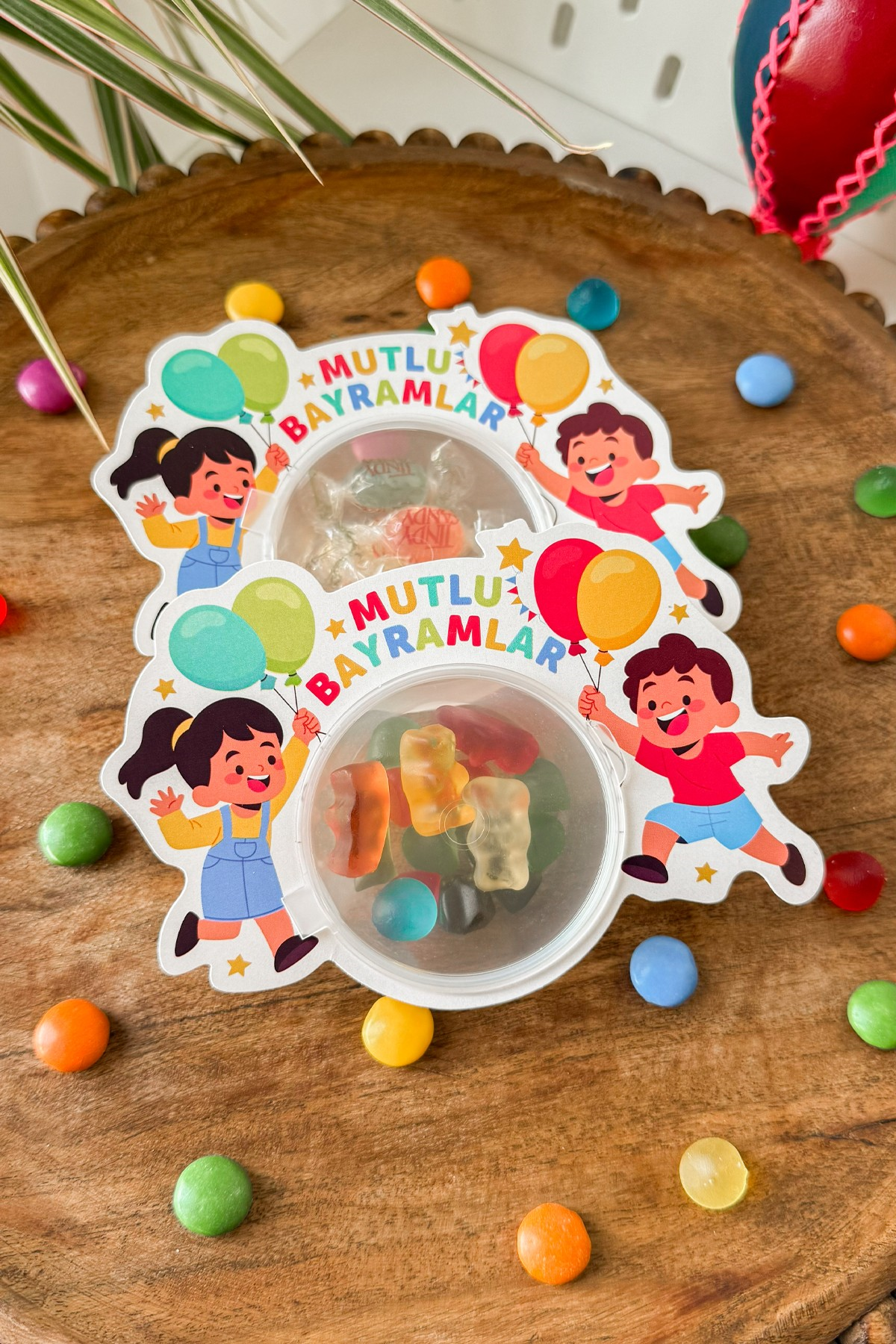 Mutlu Bayramlar Çocuk Temalı Şeker Kutusu 10’lu Set – Kapaklı Mini Bayram Şeker Kabı, Hediyeliği