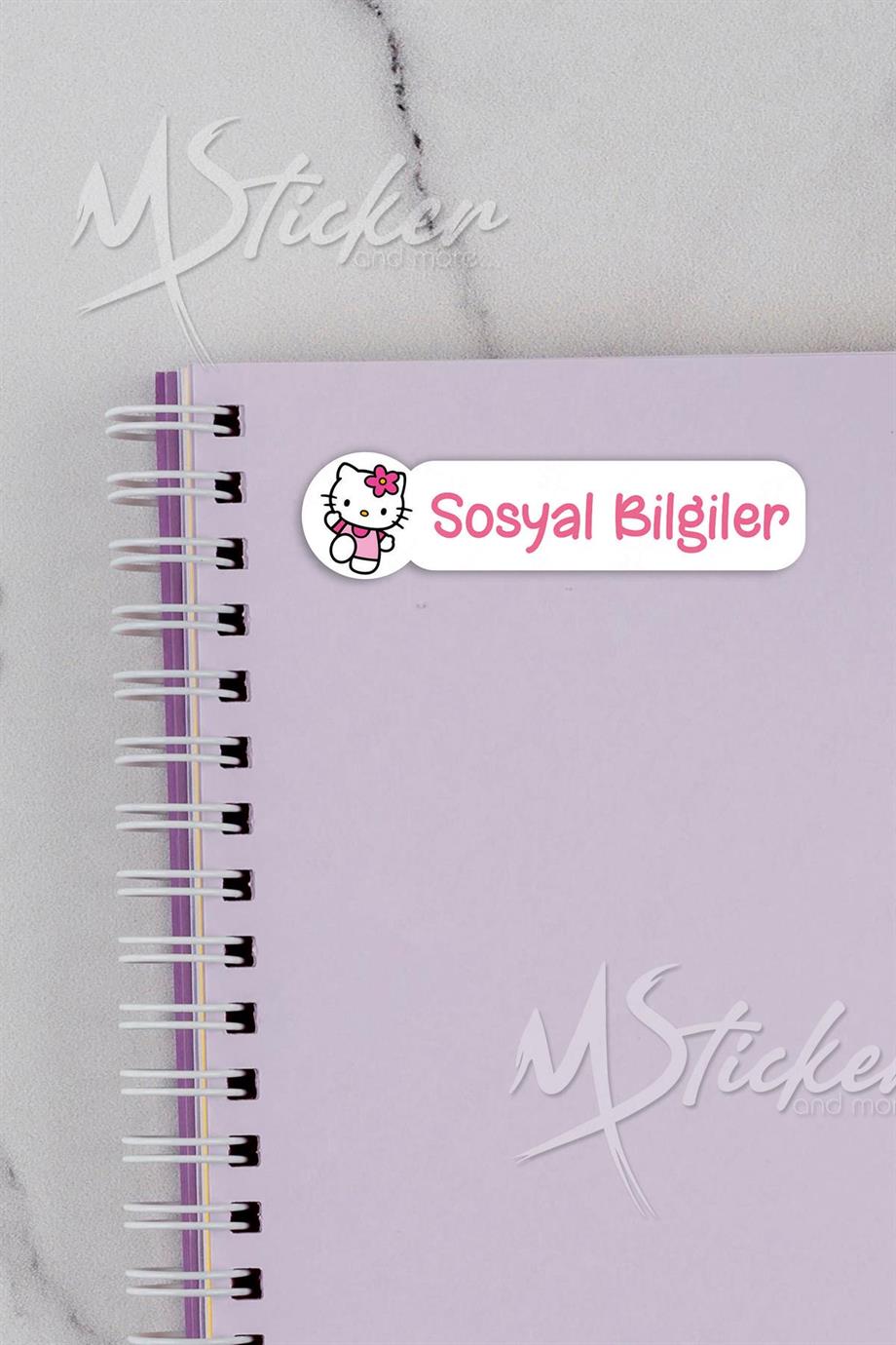 Okul Ders Etiketi Hello Kitty Temalı 26 adet 8 cm Okul Ders Etiketi