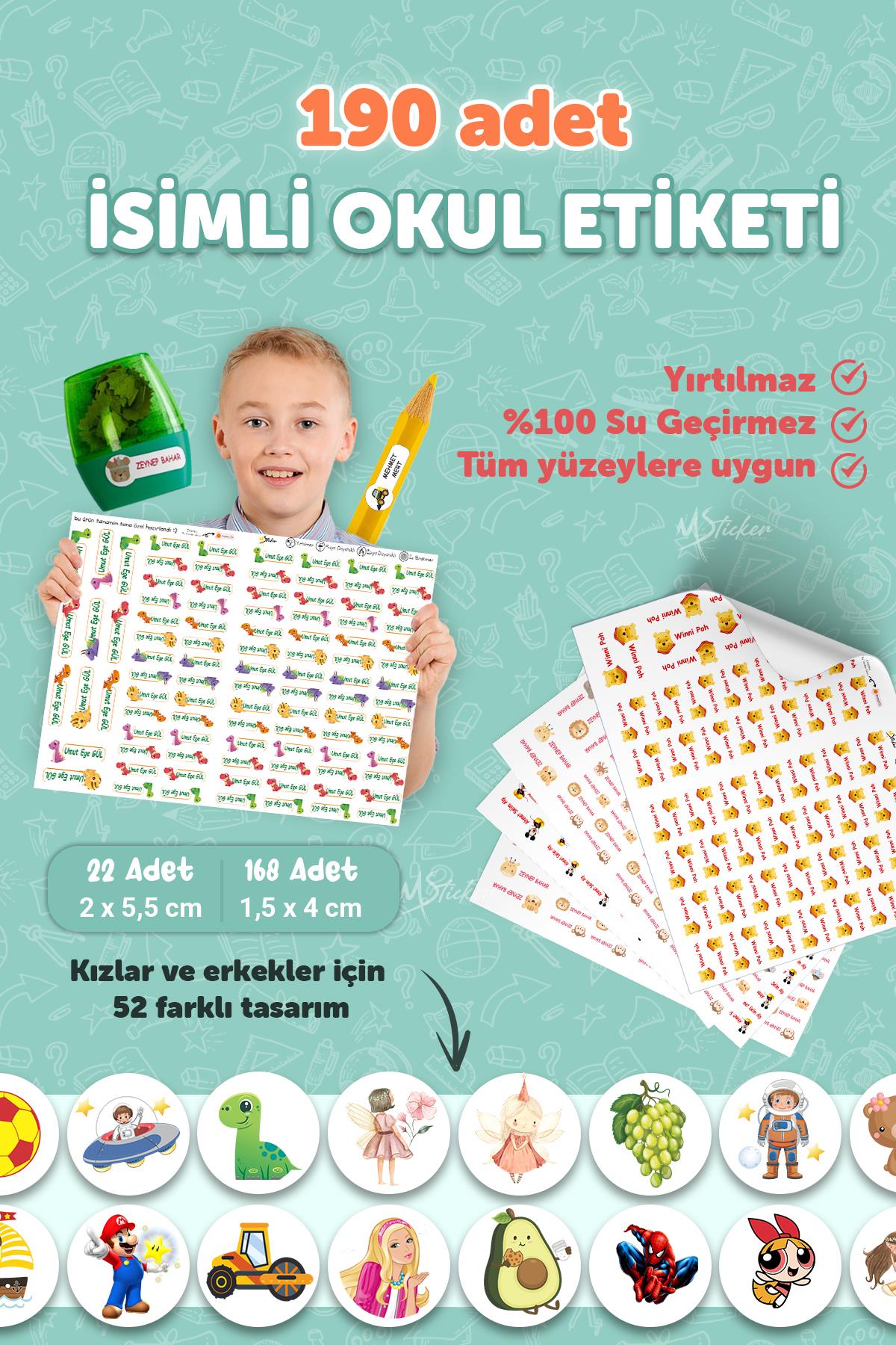 Okul Etiketi Kalem Defter Etiketi Deniz Kızları Temalı Özel Isim Yazılabilen Etiket - 190 Adet