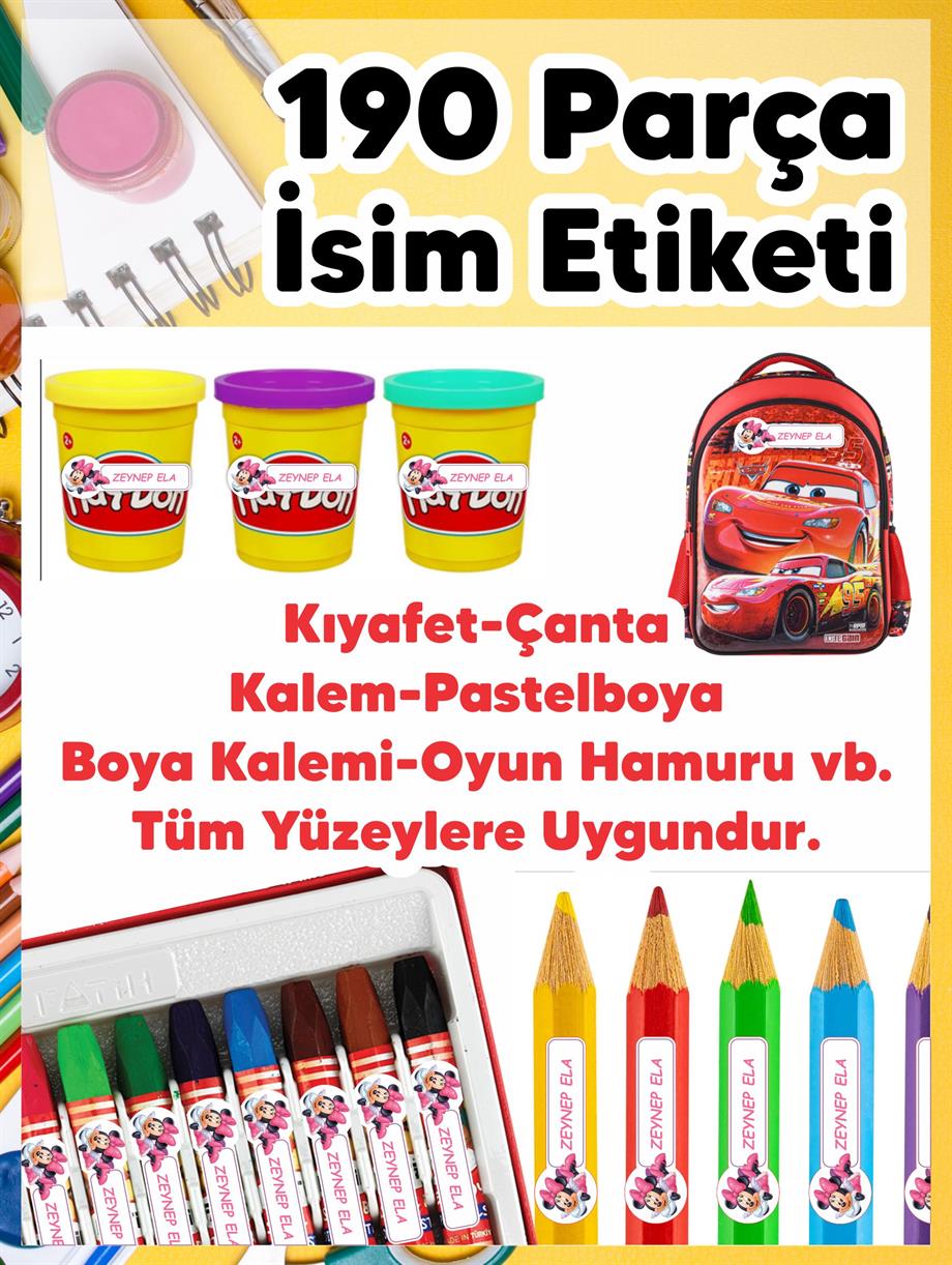 Okul Etiketi Kalem Defter Etiketi Fenerbahçe Özel Isim Yazılabilen Etiket - 190 Adet