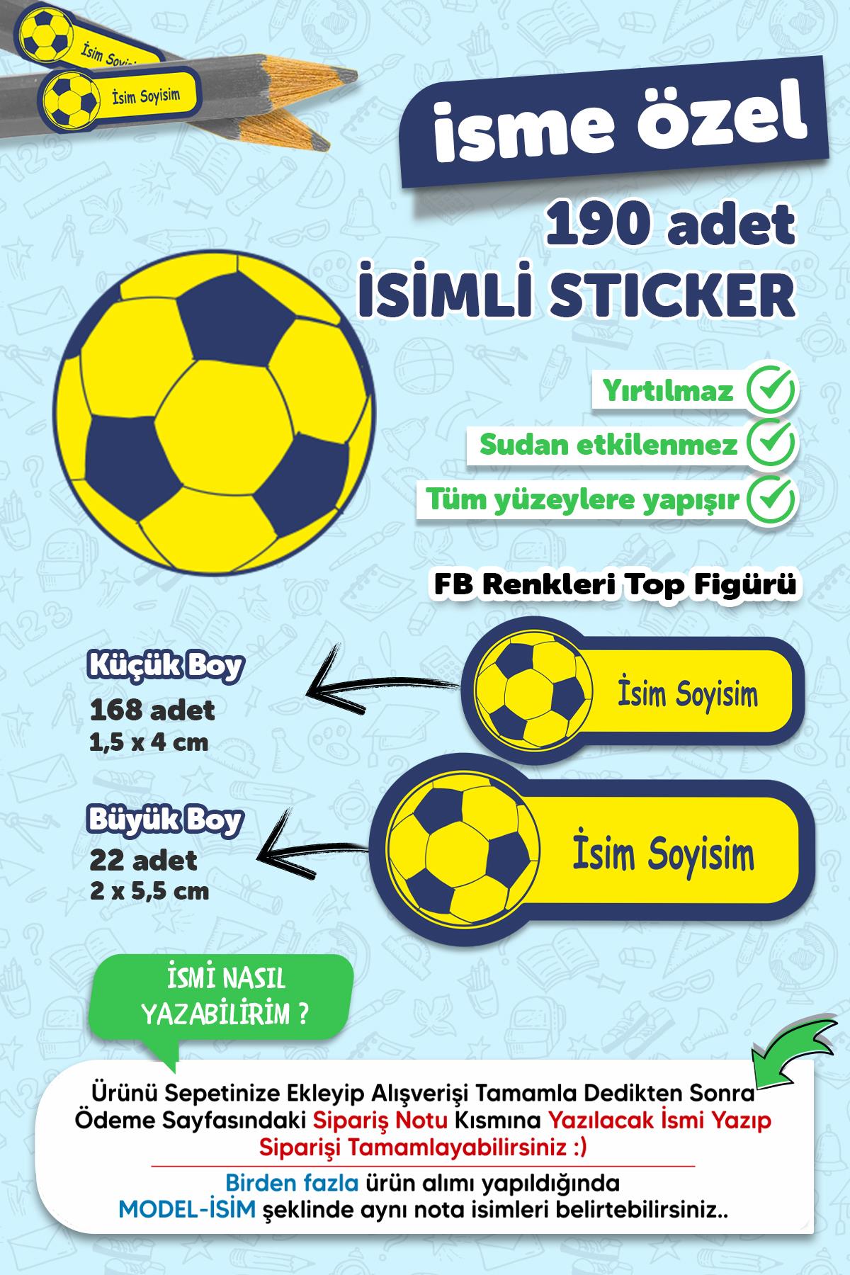 Okul Etiketi Kalem Defter Etiketi Fenerbahçe Özel Isim Yazılabilen Etiket - 190 Adet
