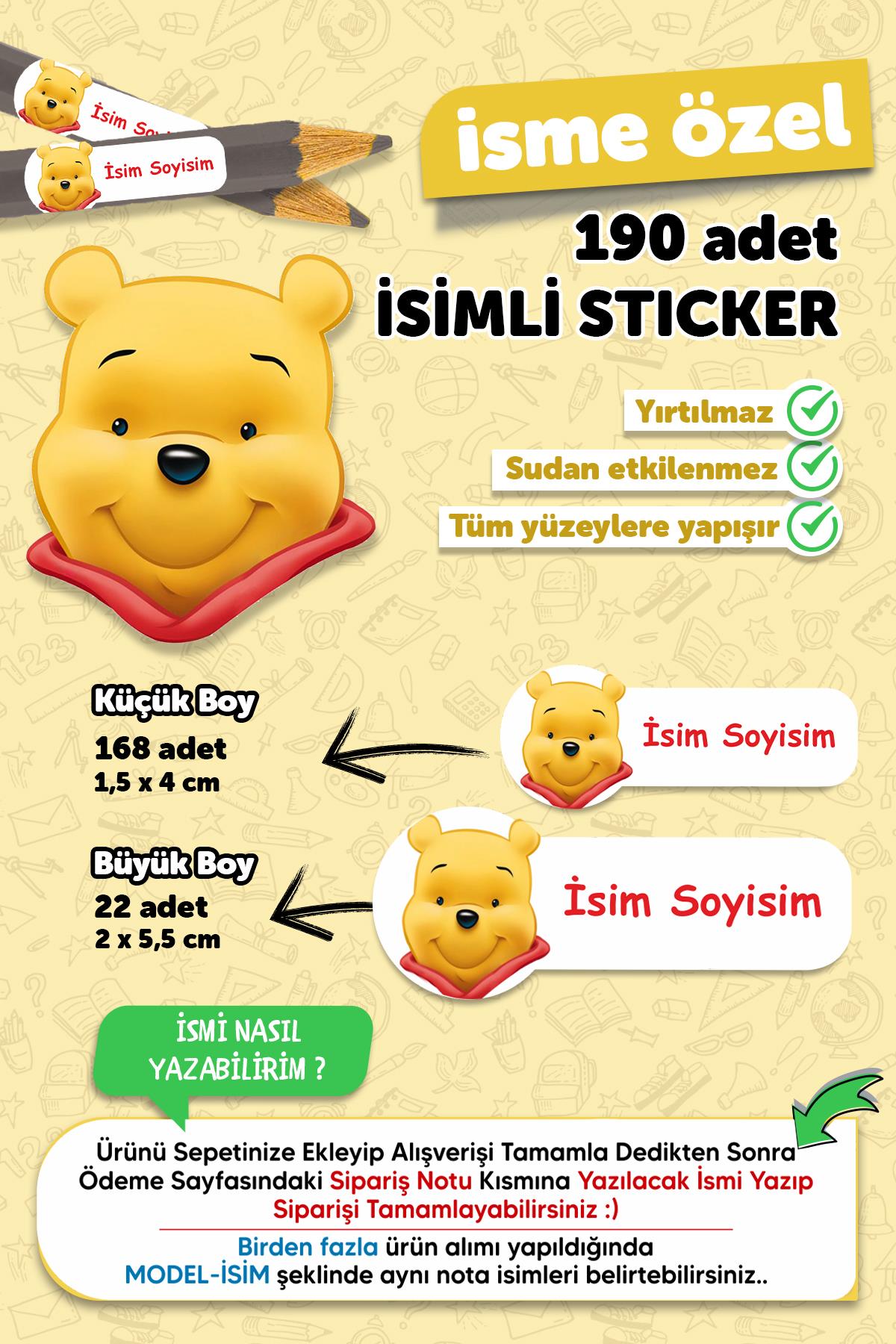 Okul Etiketi Kalem Defter Etiketi Özel Isim Yazılabilen Etiket Winnie The Pooh 1 - 190 Adet