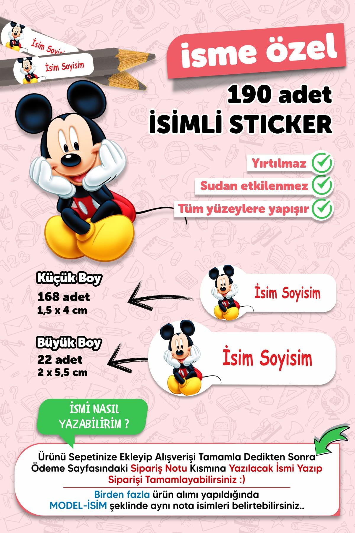 Okul Etiketi Kalem Defter Etiketi Özel Isim Yazılabilen Etiket 190 Adet