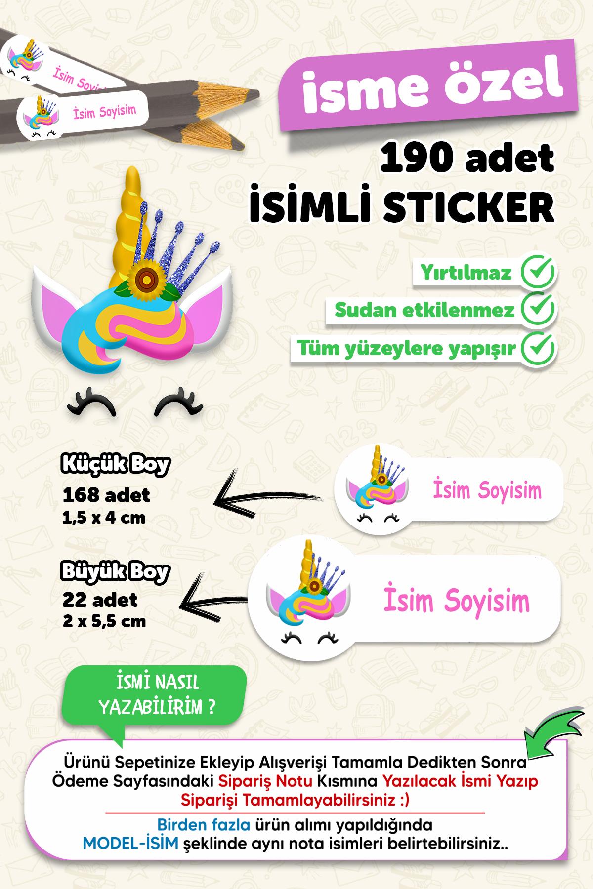 Okul Etiketi Kalem Defter Etiketi Özel Isim Yazılabilen Etiket 190 Adet