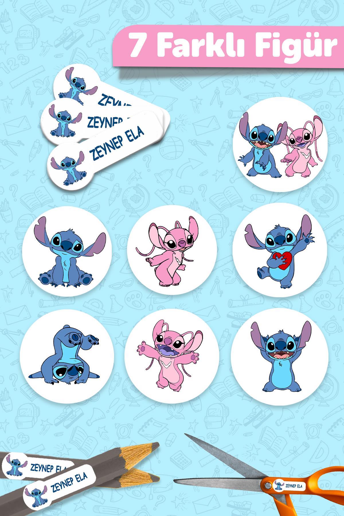 Okul Etiketi Kalem Defter isimli Etiket Isim Yazılabilen Stitch - 190 Adet Özel Yeni Tasarım
