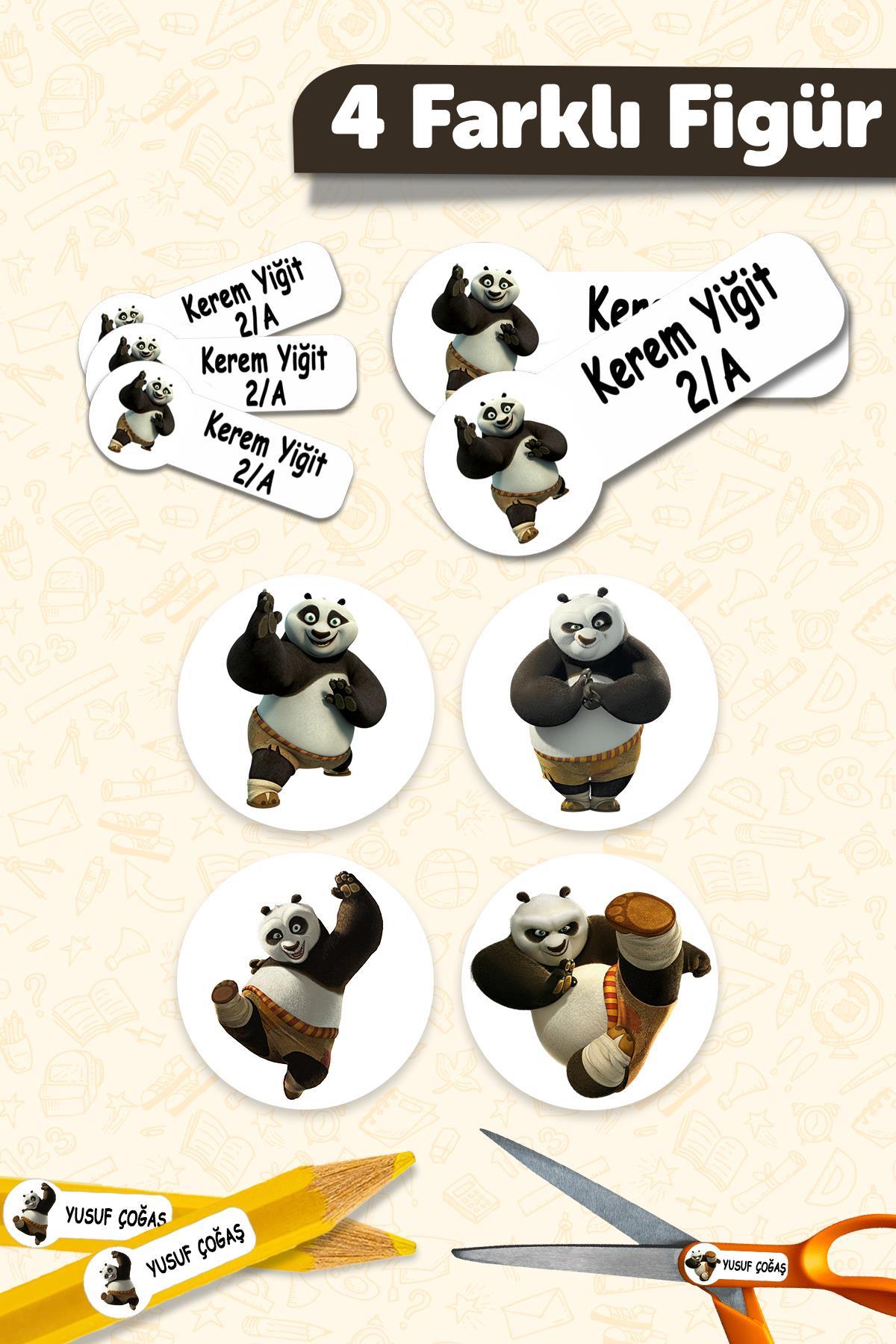 Okul Etiketi Kalem Defter isimli Etiket Isim Yazılabilen Kungfu Panda - 190 Adet Özel Yeni Tasarım
