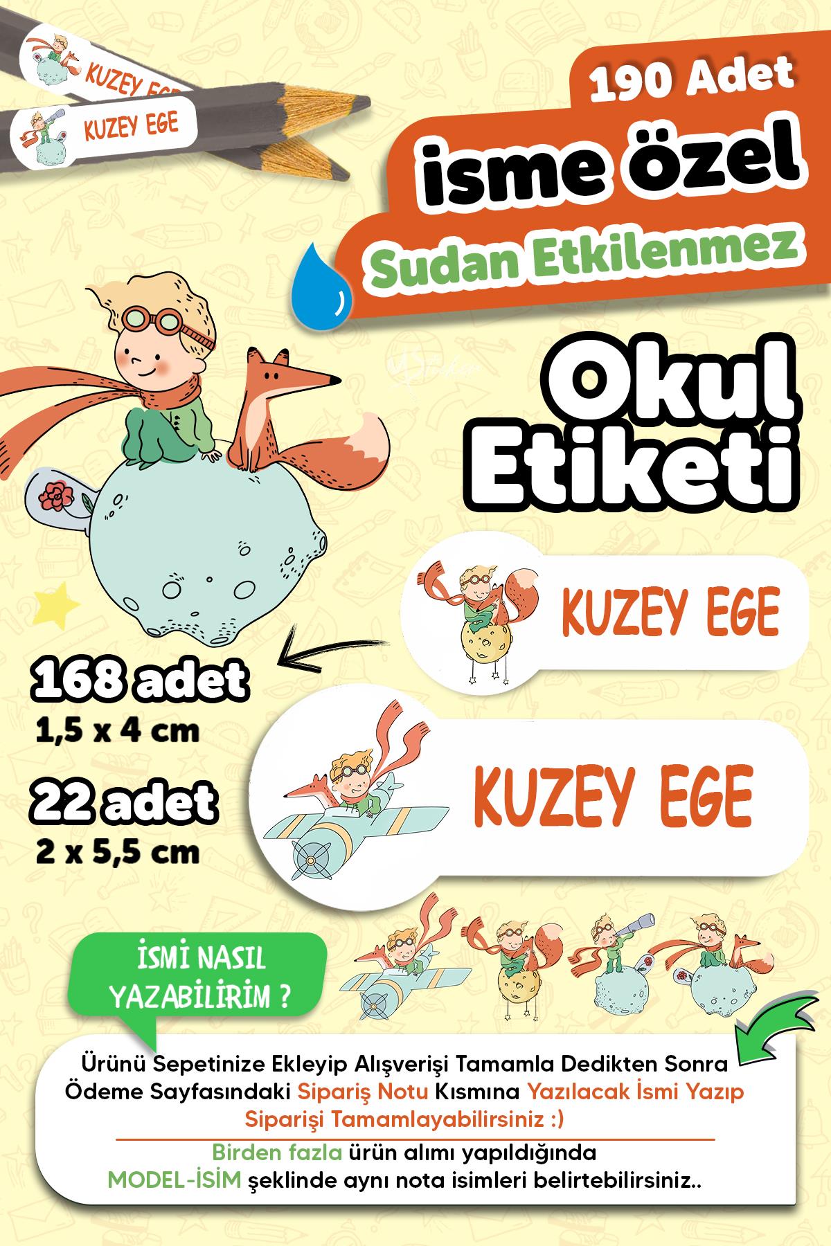 Okul Etiketi Kalem Defter isimli Etiket Isim Yazılabilen Küçük Prens- 190 Adet Özel Tasarım Etiket