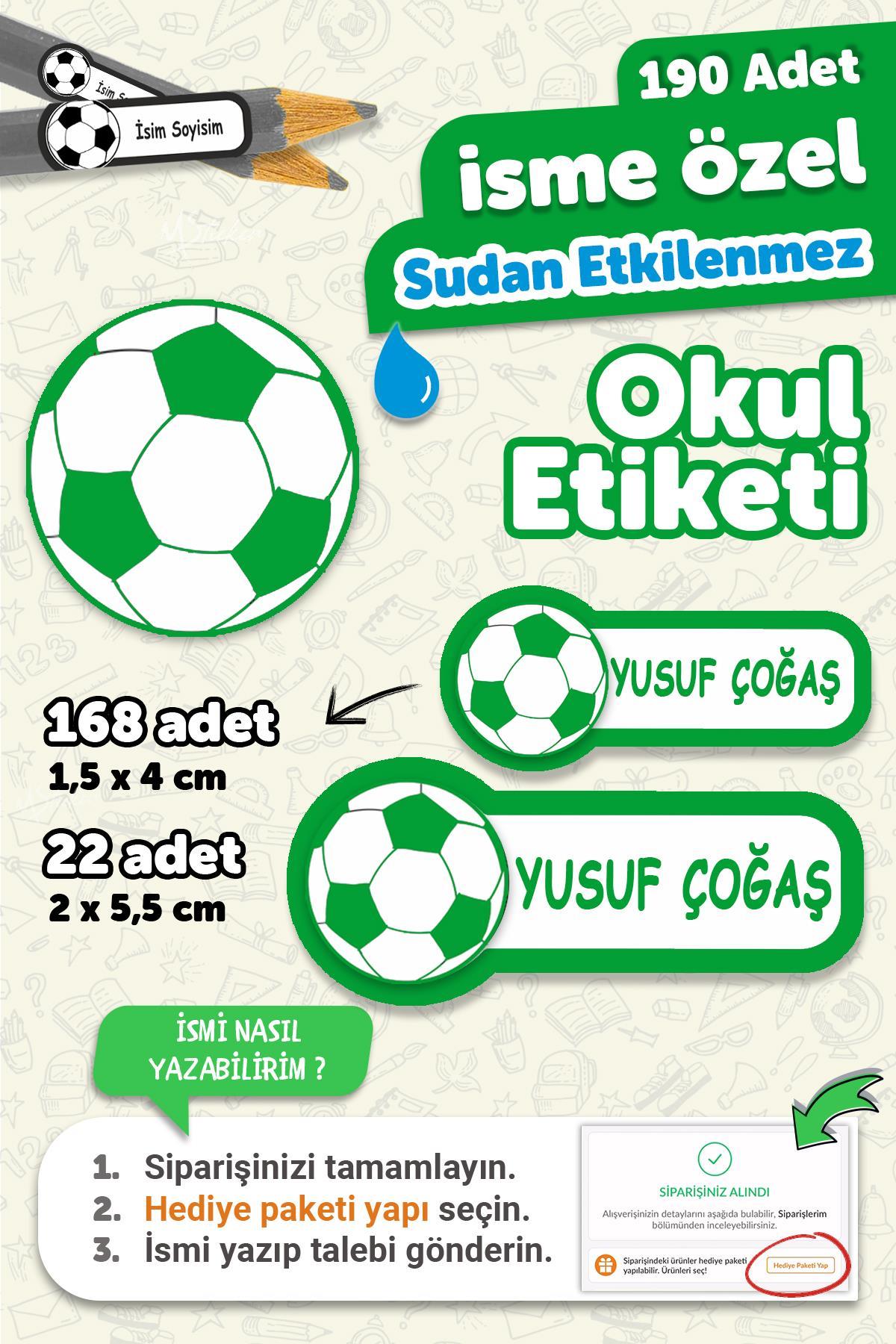 Okul Etiketi Kalem Defter isimli Etiket Isim Yazılabilen Bursaspor - 190 Adet Özel Yeni Tasarım