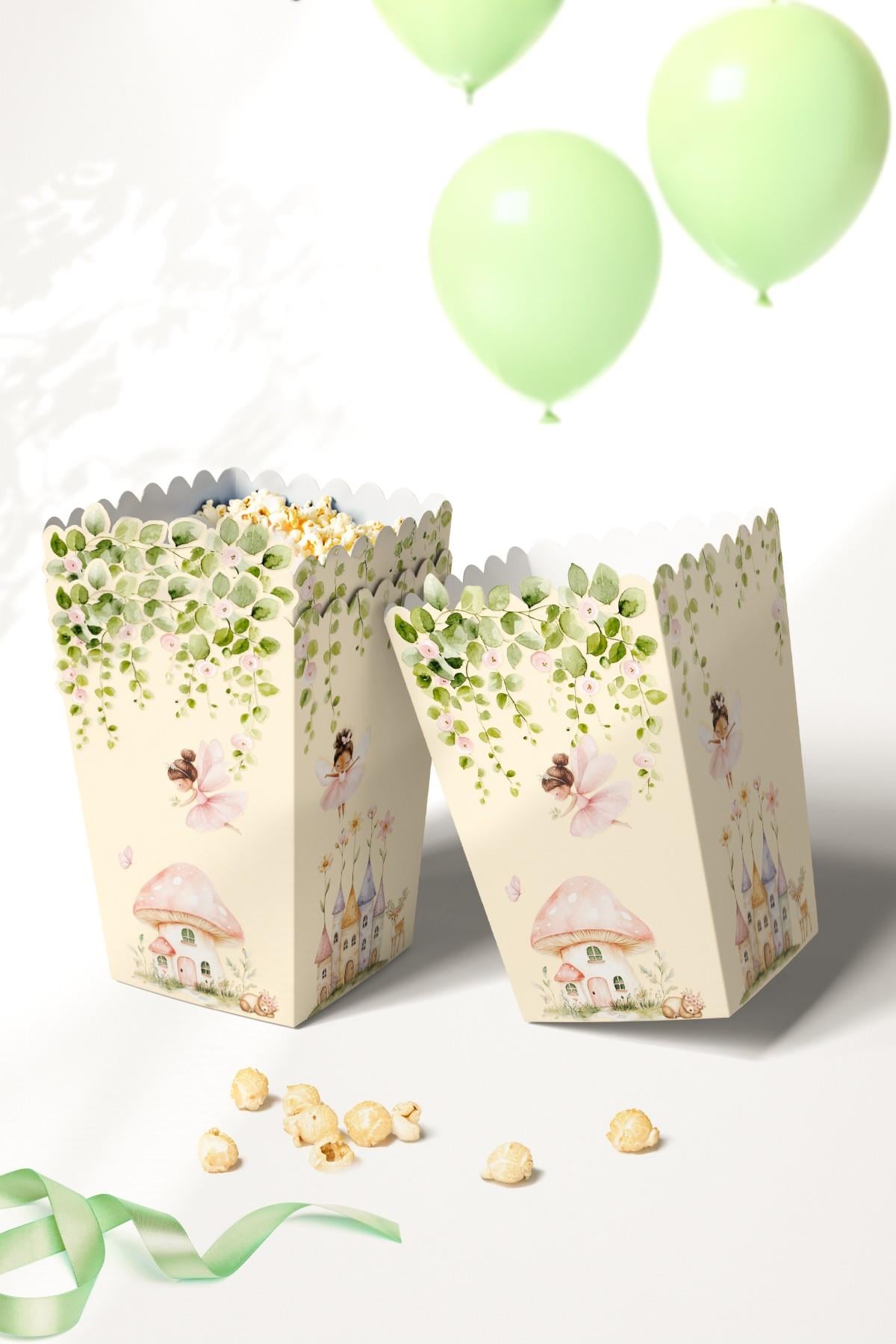 Orman Perileri ve Sevimli Evleri Temalı Doğum Günü Konsepti Süsleme Seti , Cupcake Süsü Flama Etiket