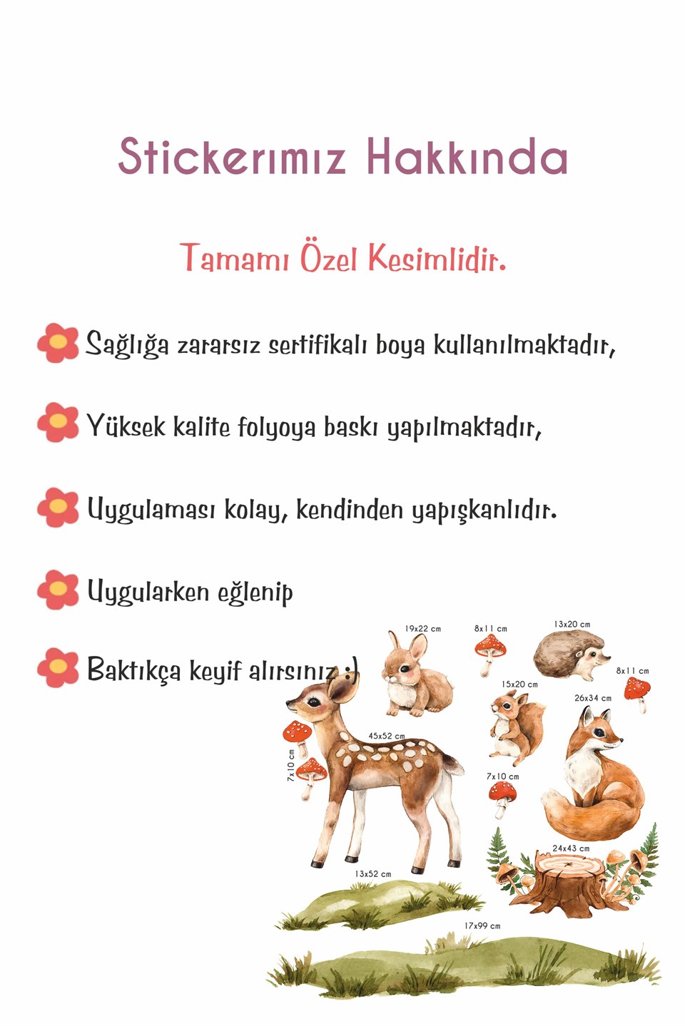 Ormanda Ceylan ve Arkadaşları Sticker Seti Çocuk Bebek Odası Stic