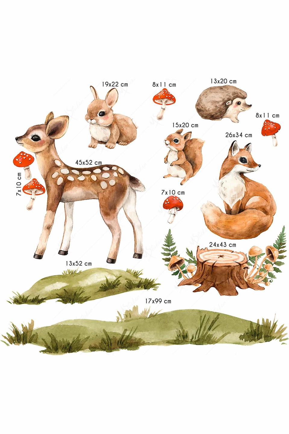 Ormanda Ceylan ve Arkadaşları Sticker Seti Çocuk Bebek Odası Stic