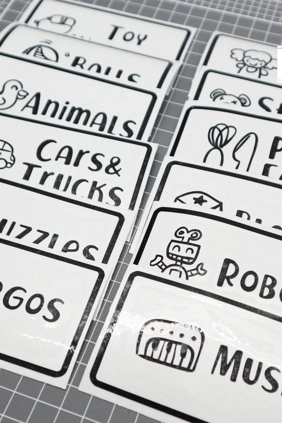 Oyuncak Kutusu Sticker-Organizer Etiket-Şeffaf Baskılı 28 adet
