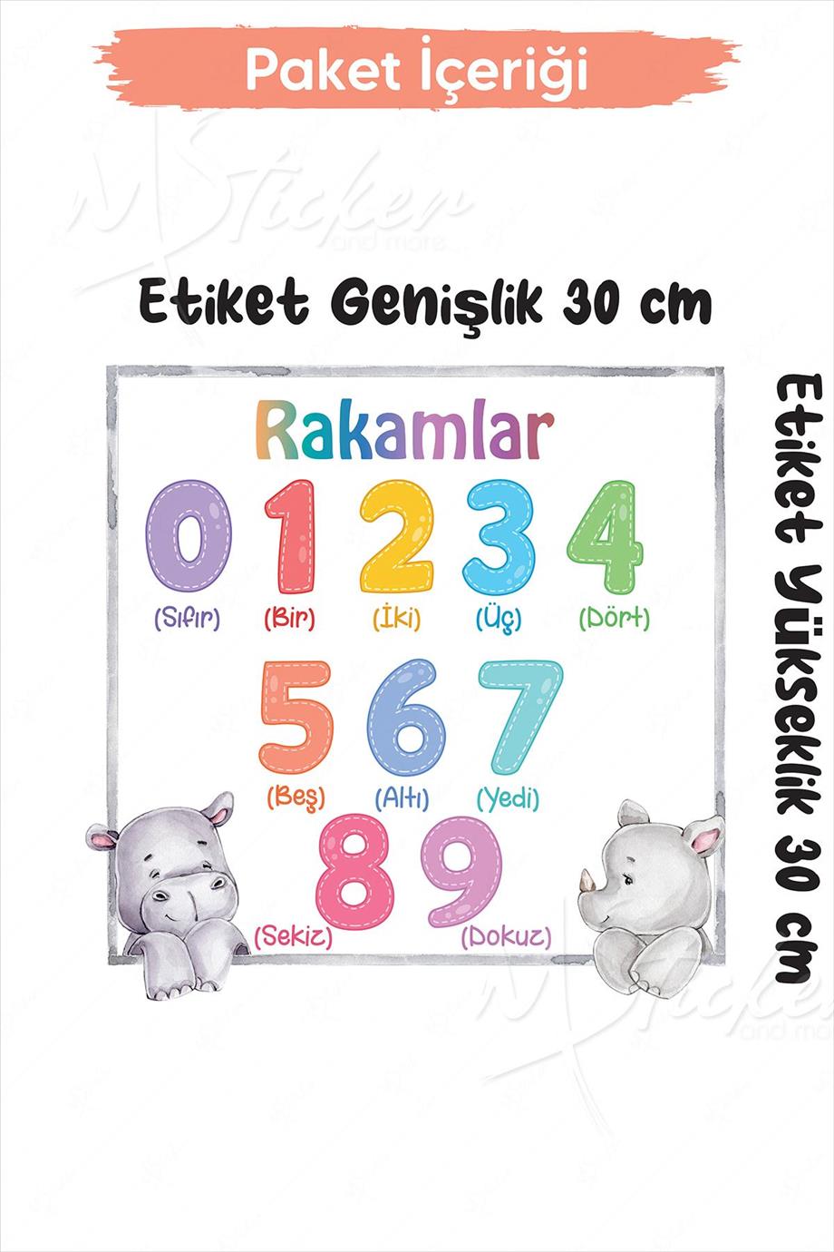 Rakamlar Sticker Seti 30x30 cm Cam Duvar Sticker Seti
