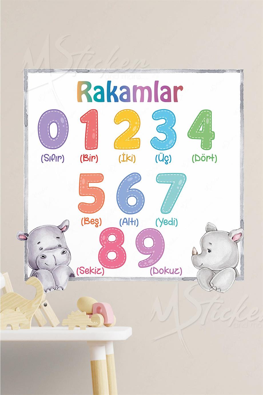 Rakamlar Sticker Seti 30x30 cm Cam Duvar Sticker Seti