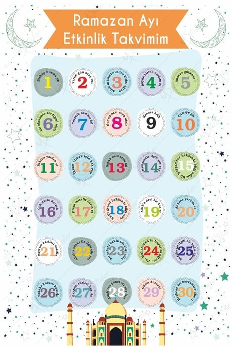 Ramazan Ayı Sticker Oyun ve Etkinlik Seti,7 li set Çocuklar için Ramazan Süsleme ve Etkinlik Seti6