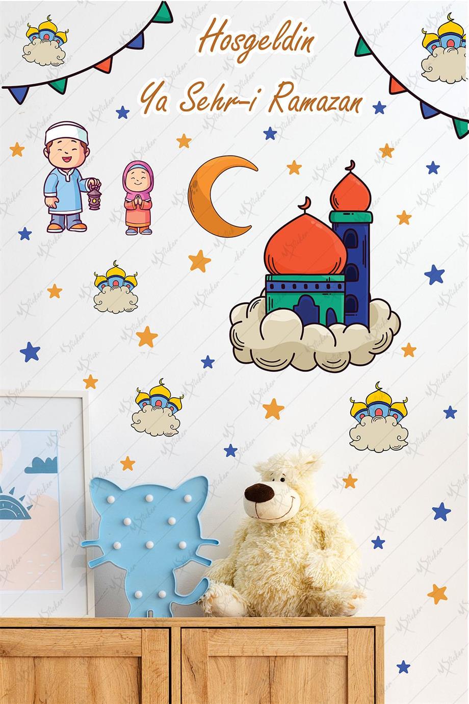 Ramazan Ayı Temalı Cam Duvar Süsleri Hoşgeldin Ramazan Sticker Seti