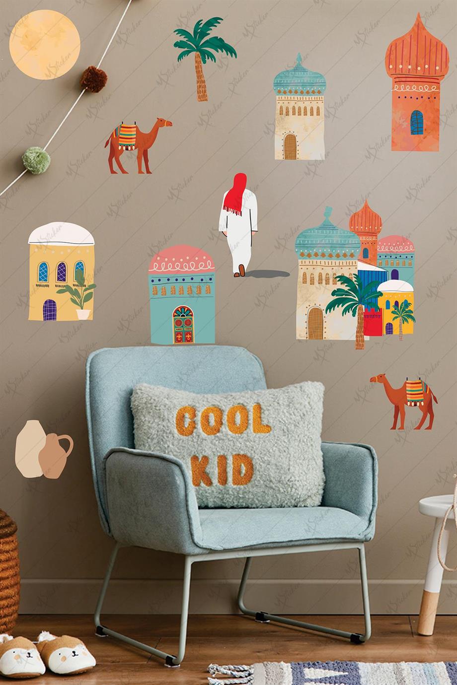 Ramazan Şehri Evler Develer Ağaçlar Sticker Seti, Ramazan-ı Şerif Eğitici Öğretici Sticker