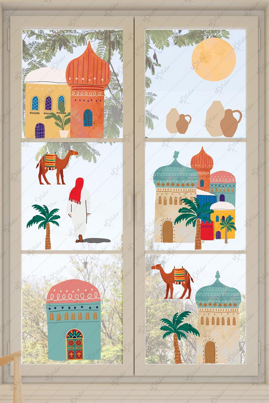 Ramazan Şehri Evler Develer Ağaçlar Sticker Seti, Ramazan-ı Şerif Eğitici Öğretici Sticker