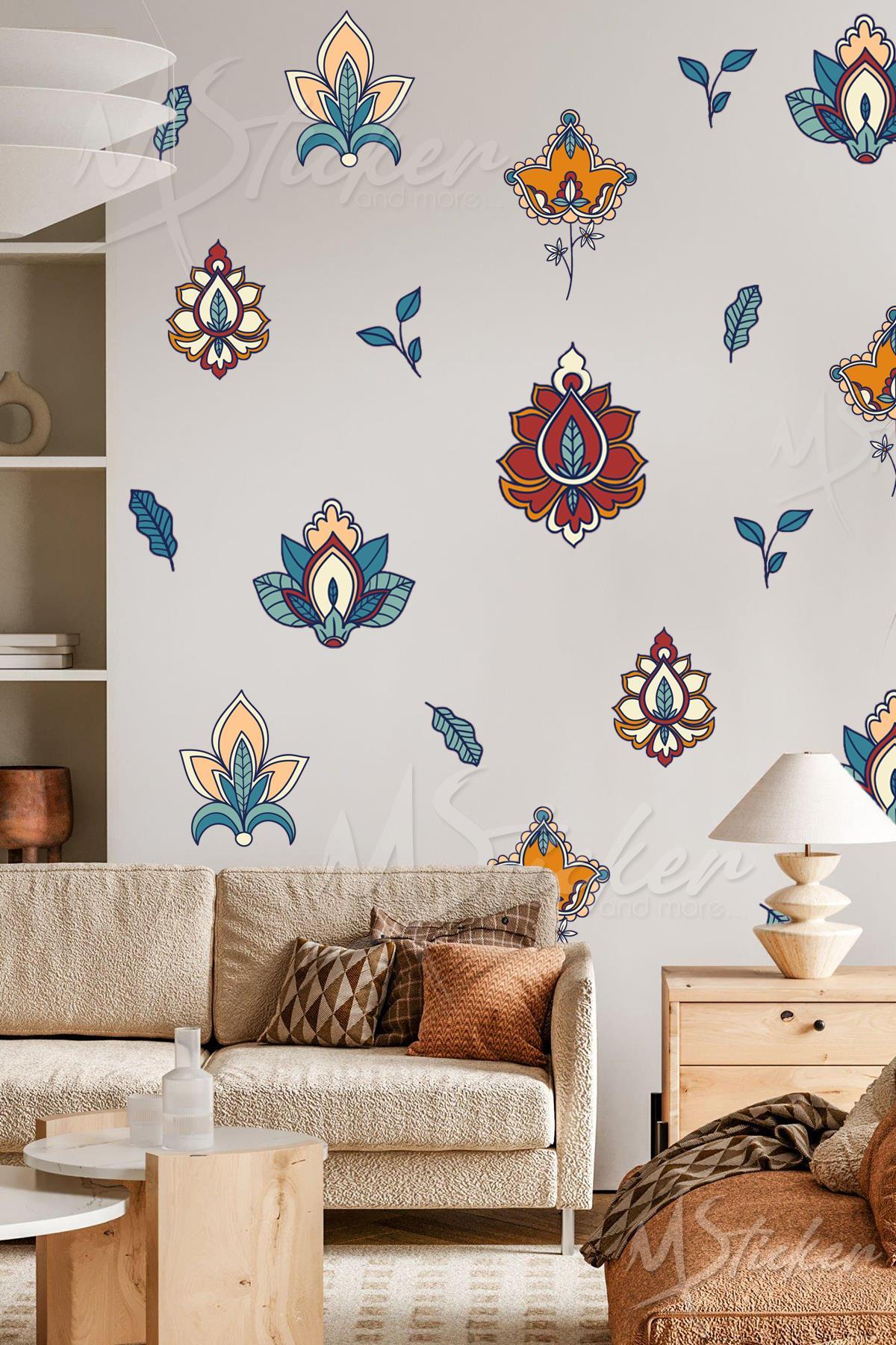 Şal Densenli Özel Tasarım Salon Oturma Odası Cam Duvar Sticker Seti
