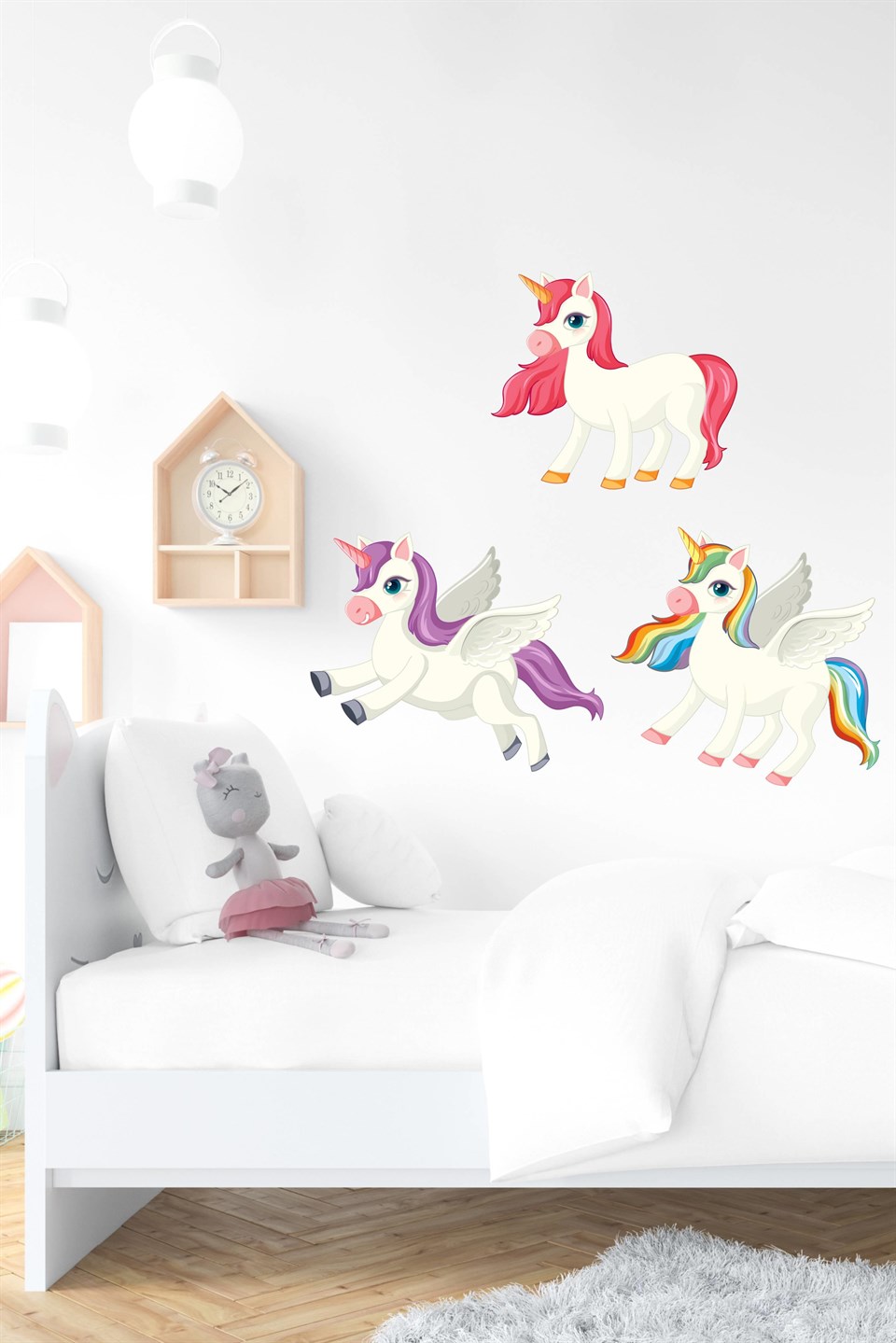 Sevimli Pony 3lü Sticker Seti-Çocuk Bebek Odası Sticker