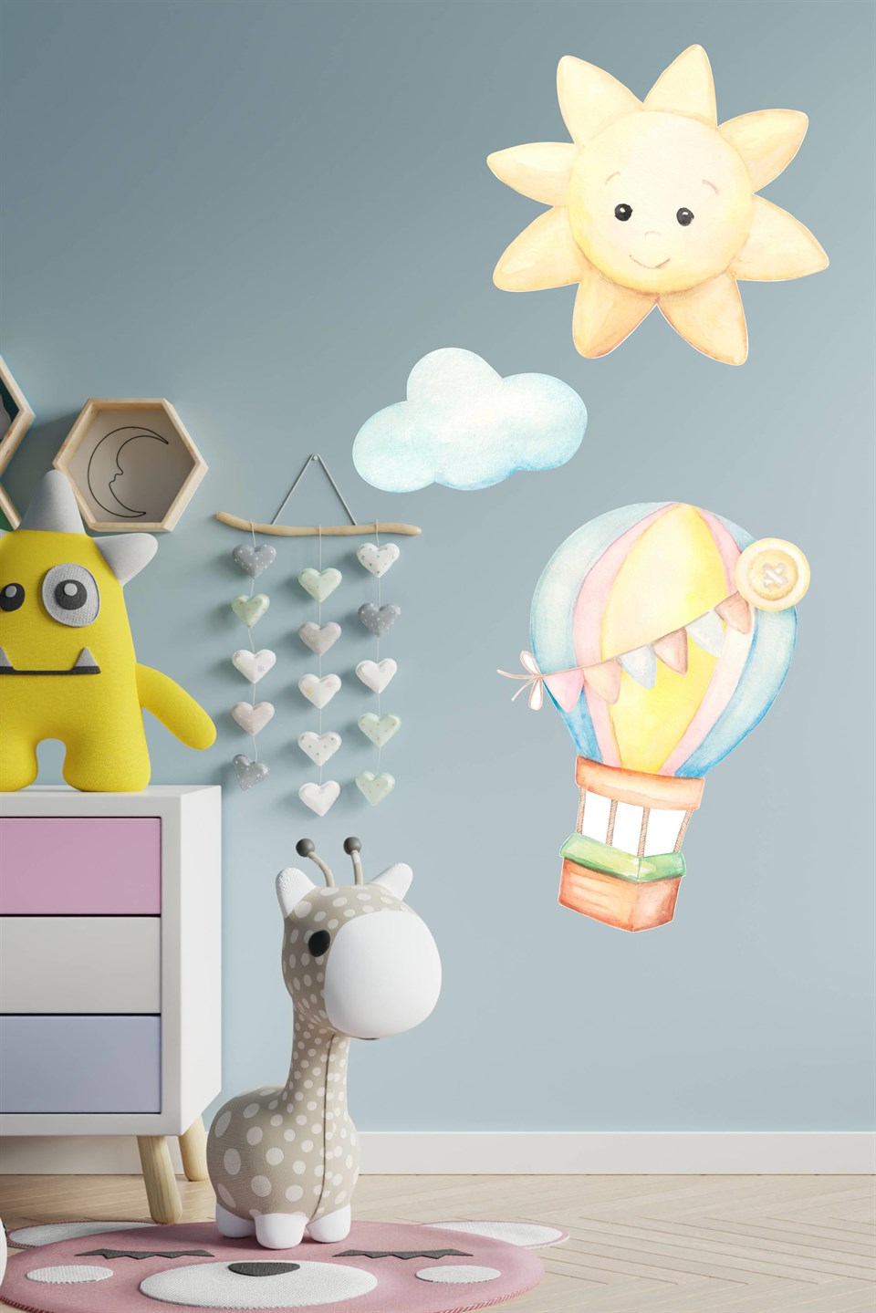 Sevimli Uçan Balon Bulut ve Yıldız 3lü Sticker Seti