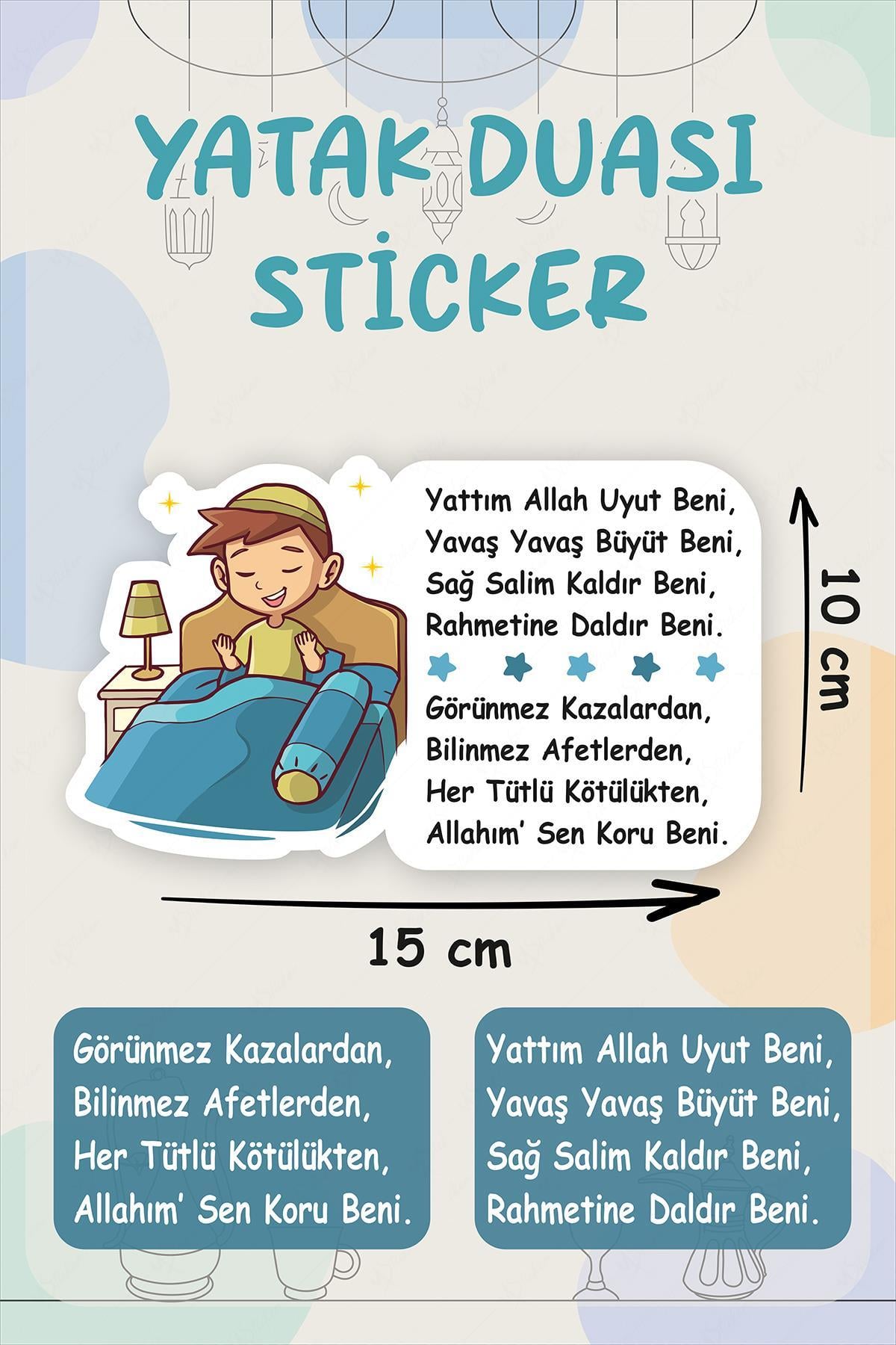 Uyku Duası Erkek Çocuklu Uyku Öncesi Yatak Duası Cam Duvar Kapı Sticker Seti