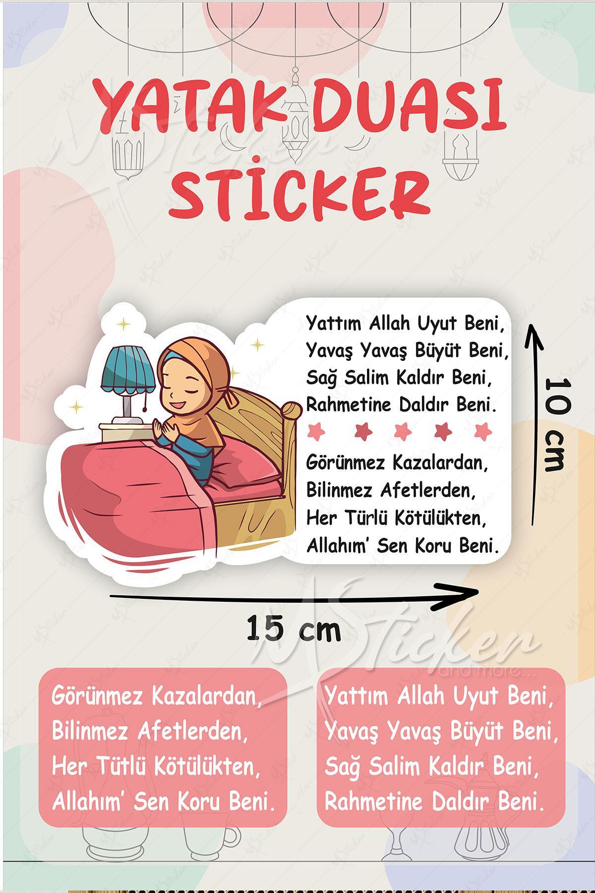 Uyku Duası Kız Çocuklu Uyku Öncesi Yatak Duası Cam Duvar Kapı Sticker Seti