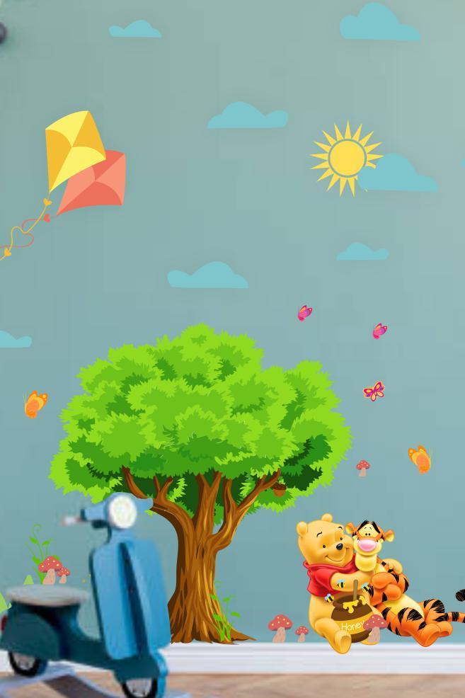 Winnie The Pooh ve Arkadaşı Ormanda Çocuk Odası Dekorasyon Sticker Seti