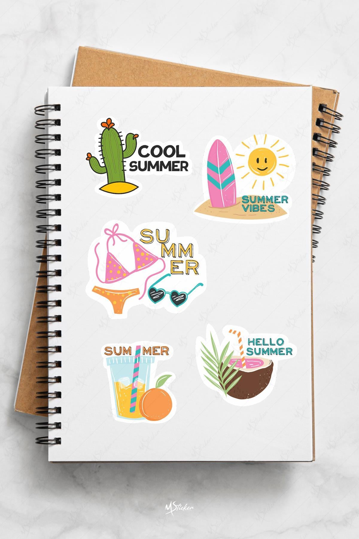 Yaz Temalı Sudan Etkilenmeyen Sticker Seti 30 Parça Tüm Yüzeylere Uygun Sticker Deniz Tatil Sticker