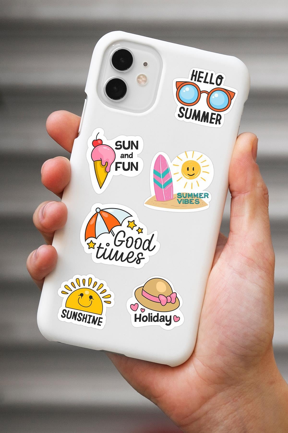 Yaz Temalı Sudan Etkilenmeyen Sticker Seti 30 Parça Tüm Yüzeylere Uygun Sticker Deniz Tatil Sticker