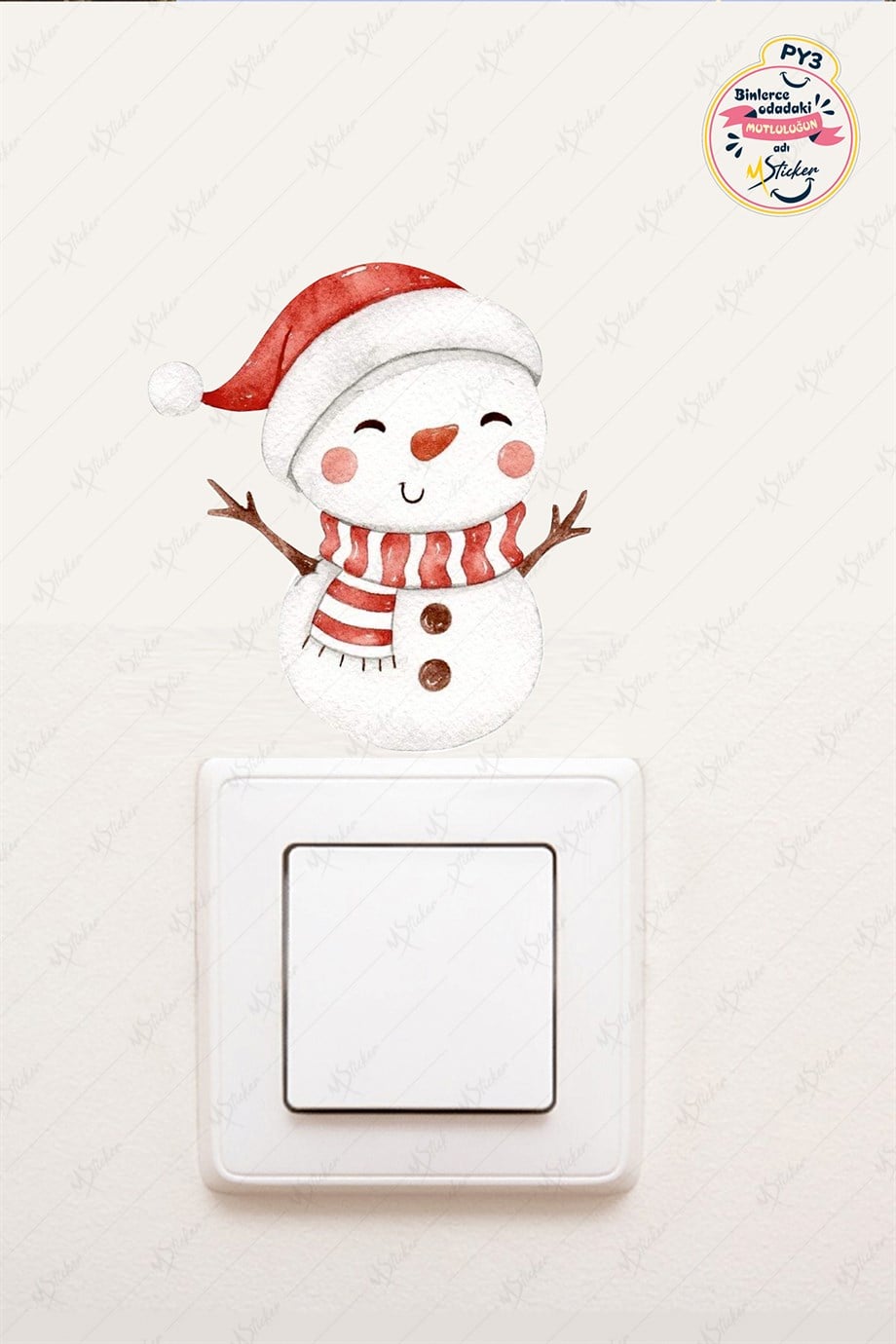Yeni Yıl Sevimli Kardan Adam Priz Sticker - Yılbaşı Stickerı