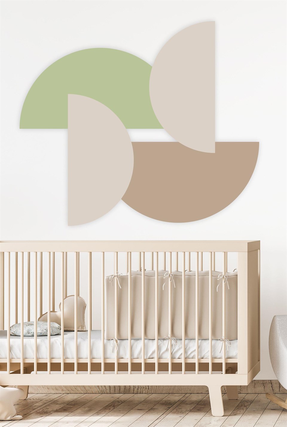 Yeşil Tonlarda Yarım Daireler Çocuk Bebek Odası Sticker Seti (85x