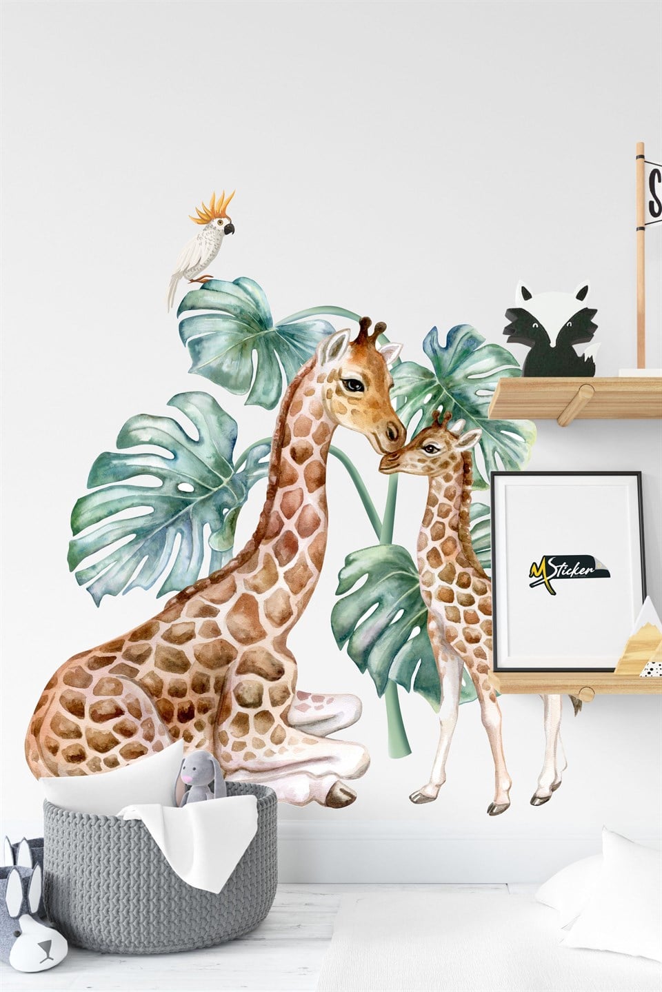 Zürafa Ailesi Zürafa Aşkı Çocuk Bebek Odası Duvar Sticker